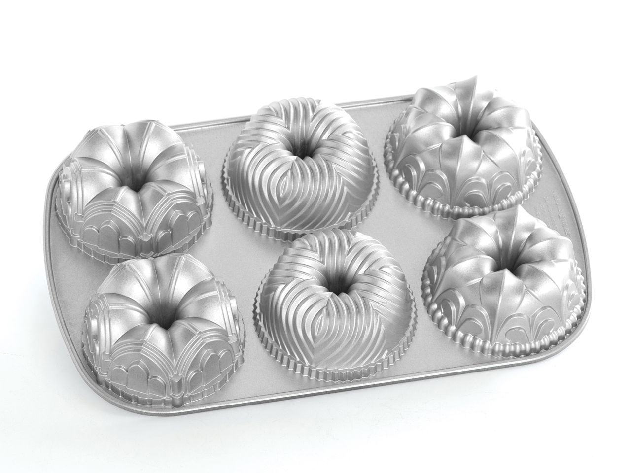 Nordic Ware: Aluguss-Backform Garland Bundt, Antihaft, 1,4 L, 6 Mulden à 10 x 4,5 cm