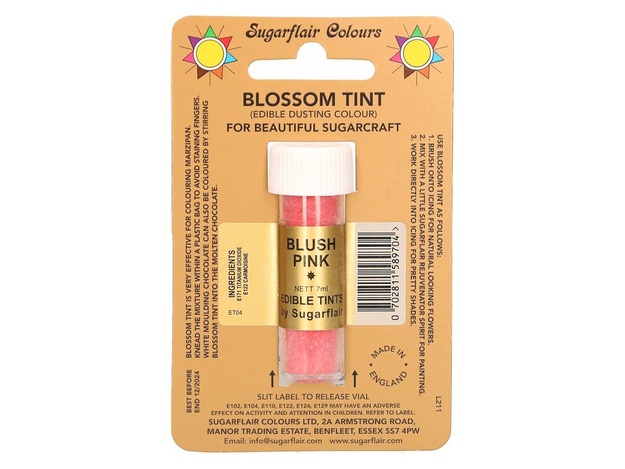 Sugarflair: Lebensmittelfarbpulver Rose Blush, Tiefrot, 7 ml