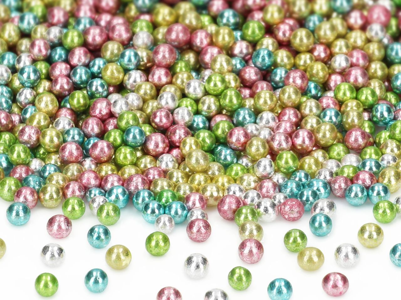 Zuckerperlen Metallic-Harlekin, bunt, 3 mm, 50 g