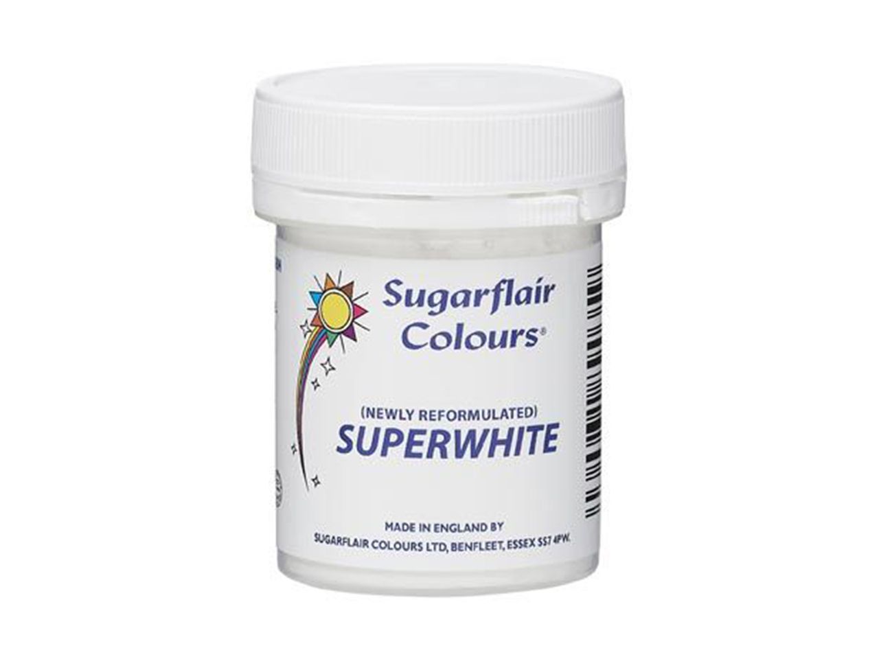 Sugarflair: Lebensmittelfarbpulver Superwhite Extra, Reinweiß, 20 g 