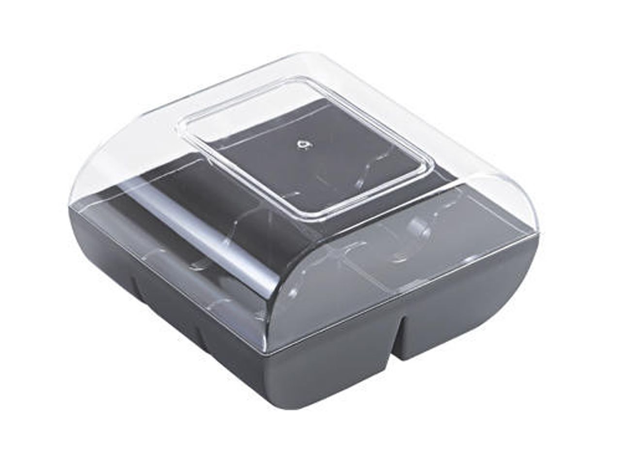 Macarons-Verpackung: Schwarz, Kunststoff, Schwarz & transparent, für 6 Macarons, 9,9 x 9,4 x 5,3 cm