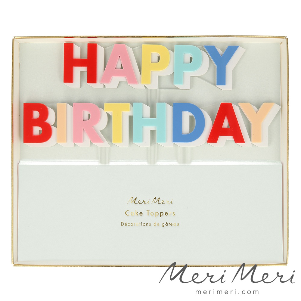 Meri Meri Cake Topper Happy Birthday, bunt, Acryl