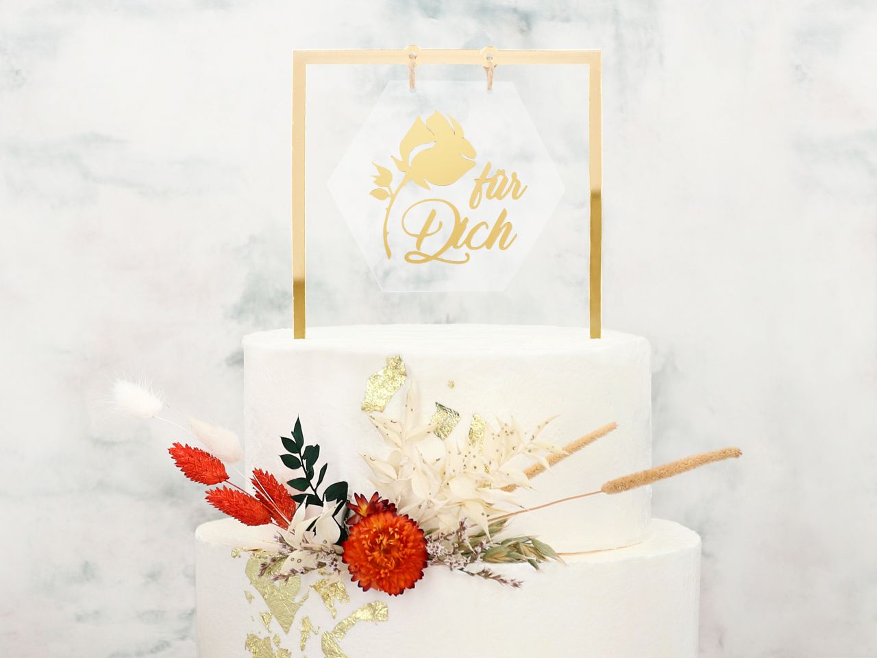 Cake Topper: Für Dich, glänzendes Gold, 17,6 x 16 cm