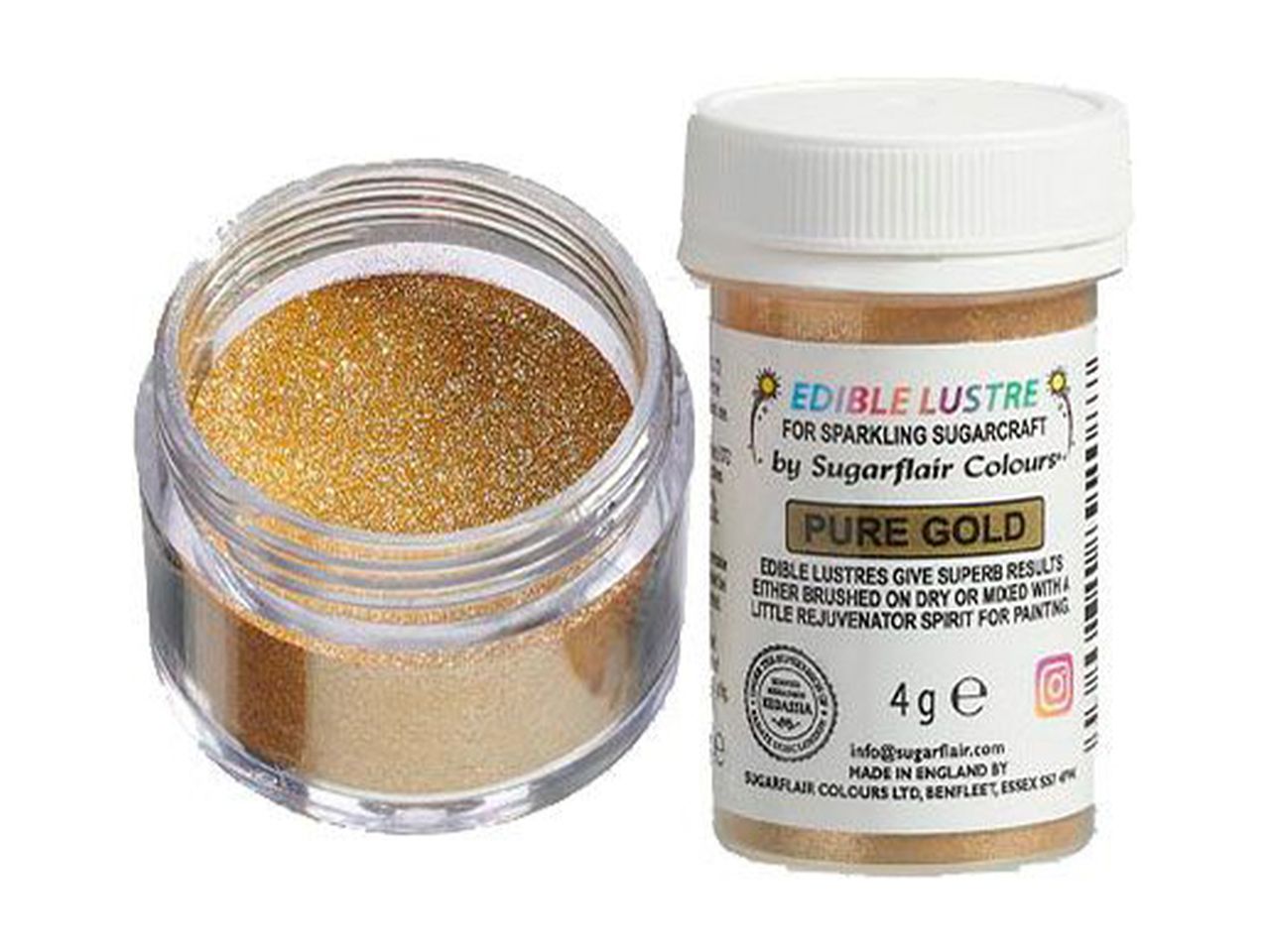 Sugarflair: Lebensmittelfarbpulver Glanz Pure Gold, Gold, 4 g