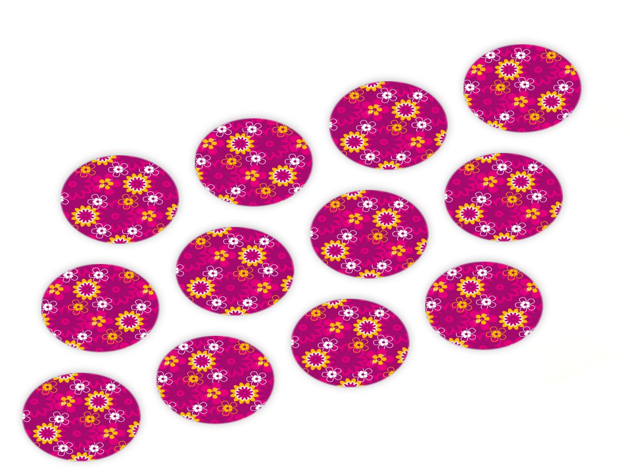 Cupcake Buttons: Blumen Pink, Fondant, Pink, 12 Stück á 3 cm
