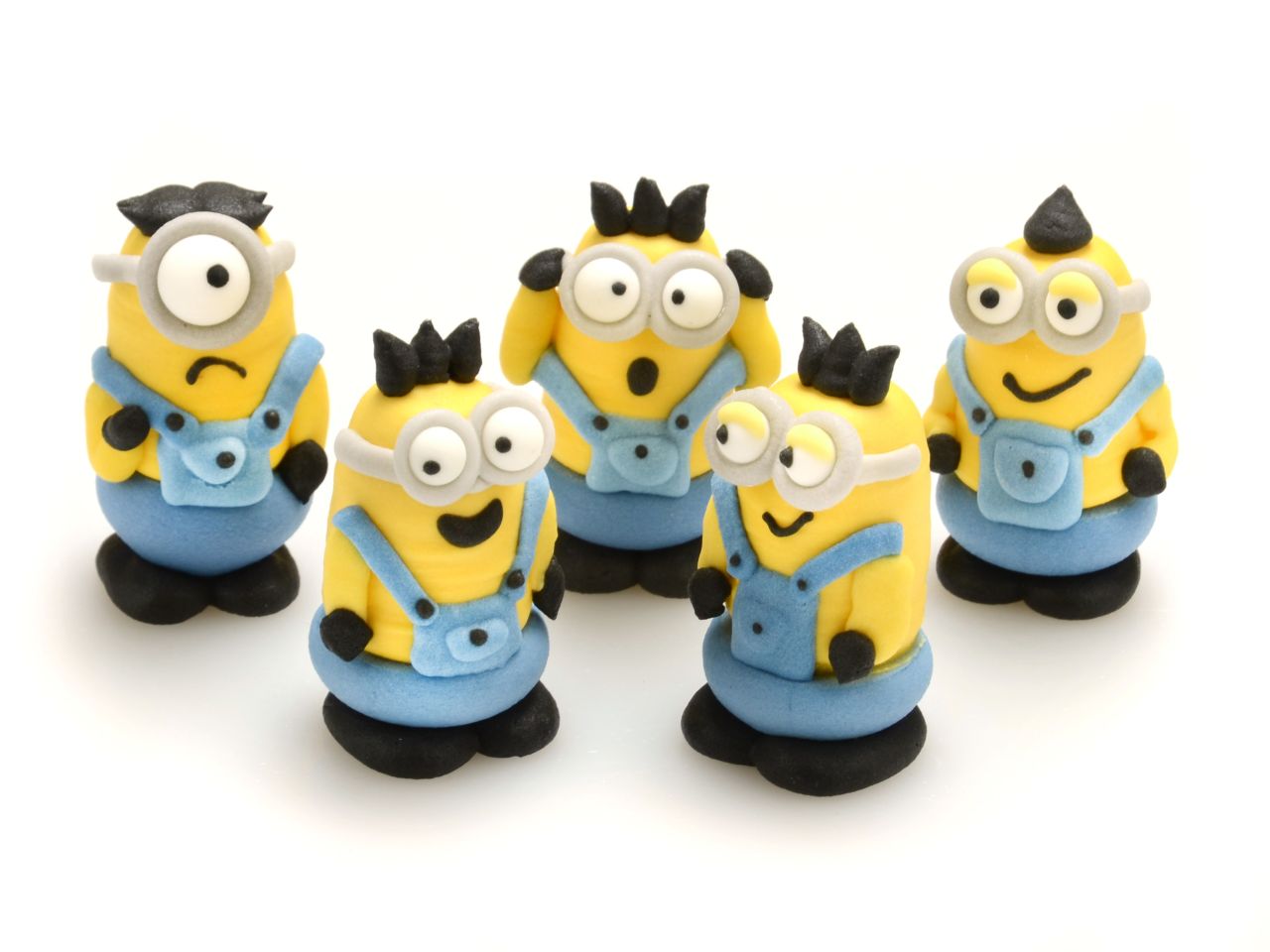 3D-Zuckerfiguren Minions, Gelb & Blau, 5 Stück á 25 x 45 mm
