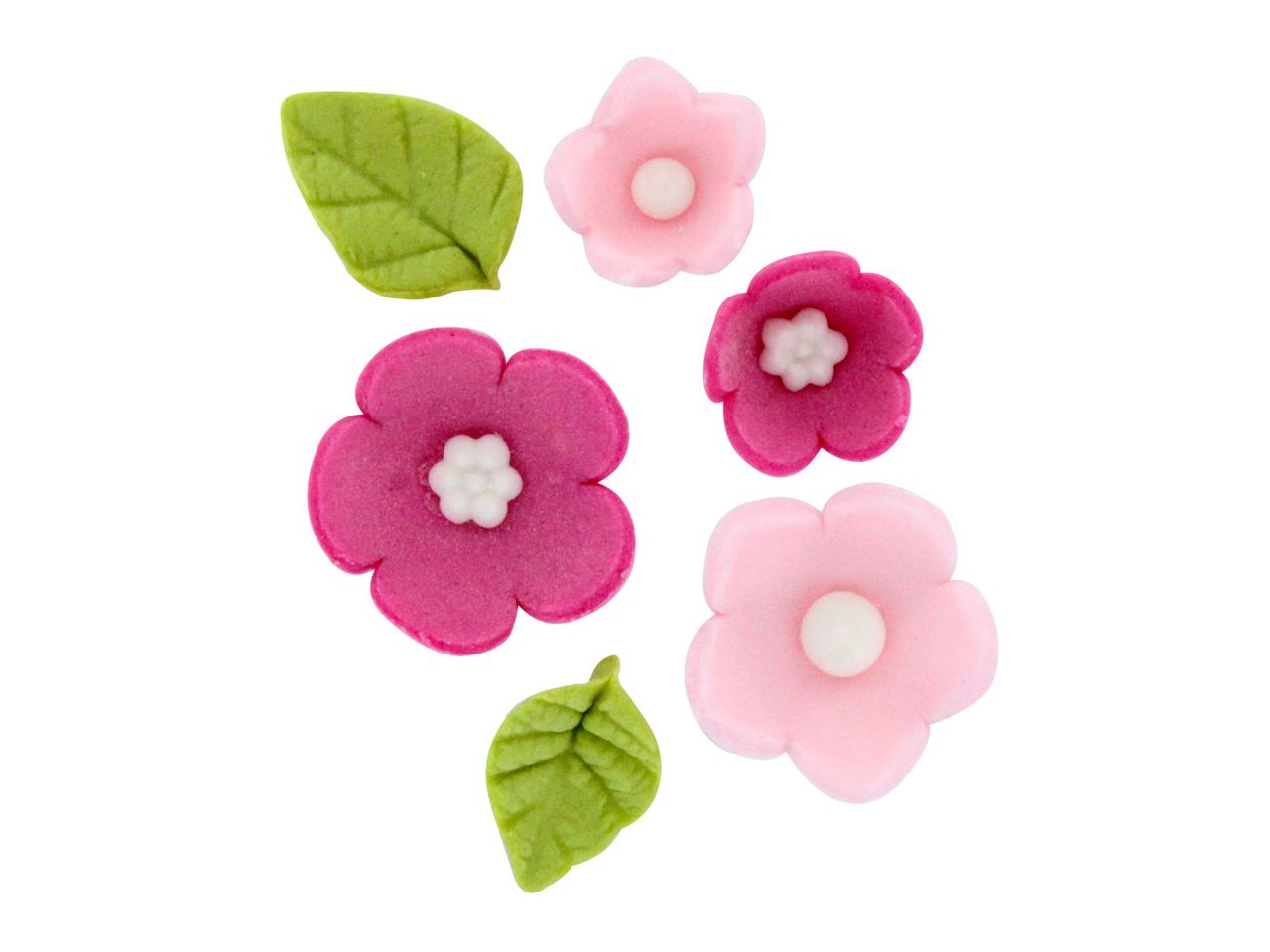 Culpitt: Zuckerblüten Blumen & Blätter, 6 Designs, Hot Pink, Rosa & Grün, 16-teilig
