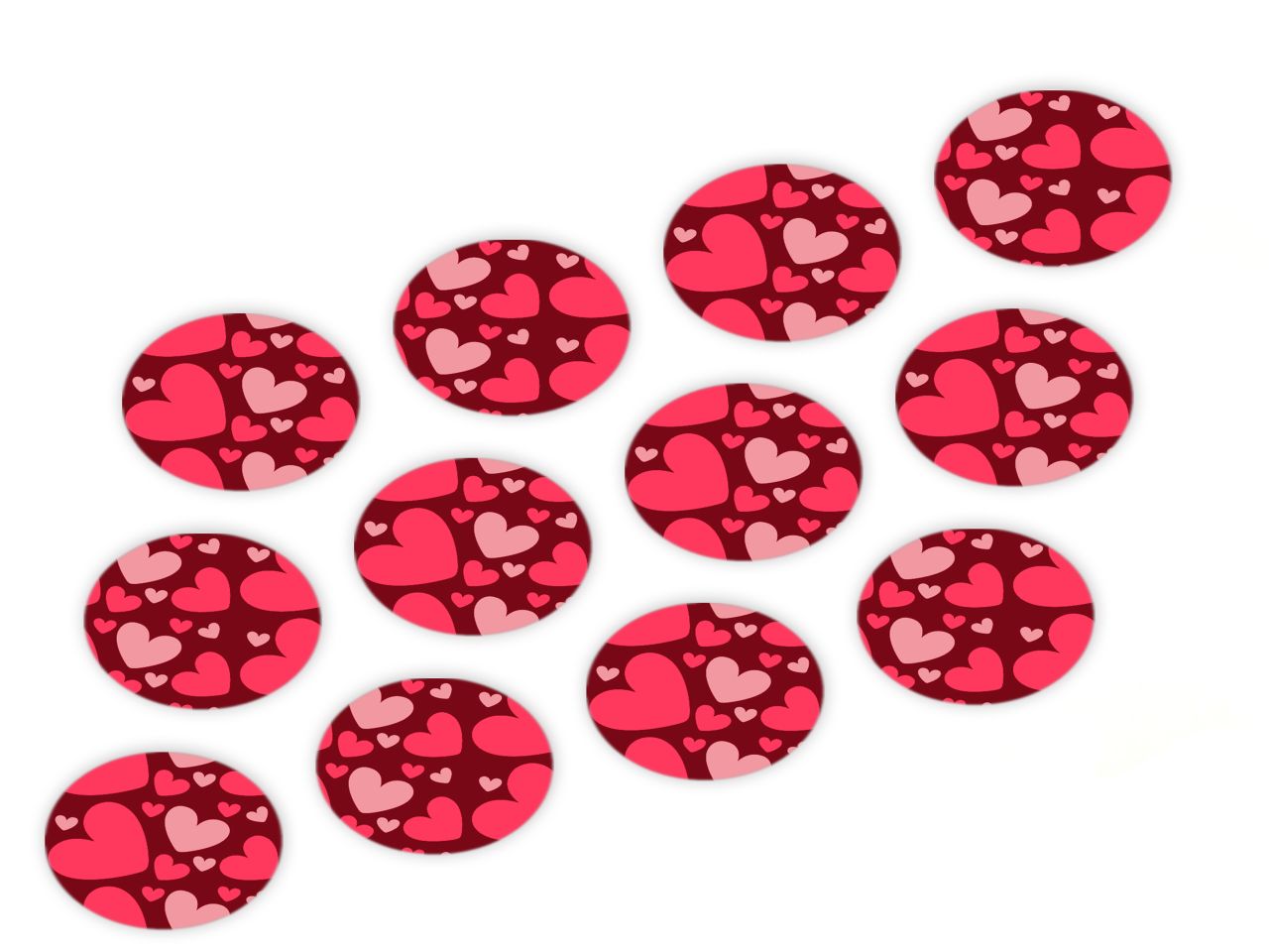 Cupcake Buttons: Herzen, Fondant, Rot, 12 Stück á 3 cm