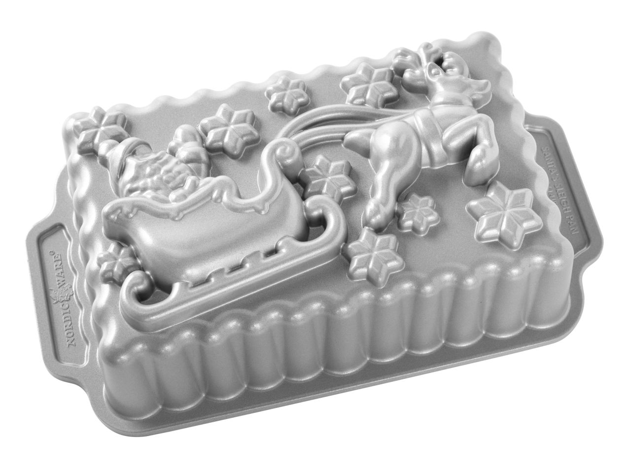 Nordic Ware: Aluguss-Backform Santa's Sleigh Loaf, Antihaft, 1,4 L, 20,3 x 12,7 x 7,5 cm