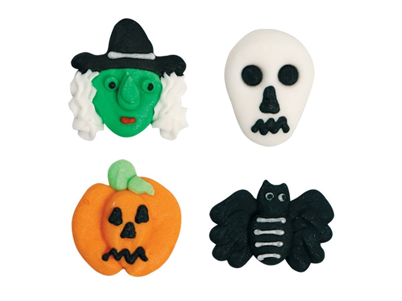 CULPITT Zuckerdekor: Halloween, Royal Icing, 4 Designs, 12 Stück à 2,5 cm