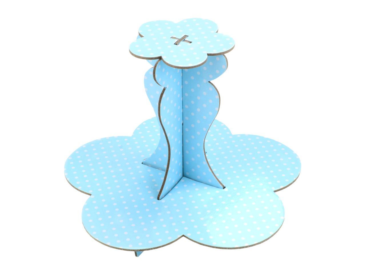 Cupcake-Etagere: Blau mit Dots, Karton, Hellblau & weiße Punkte, 20 cm x 18 cm