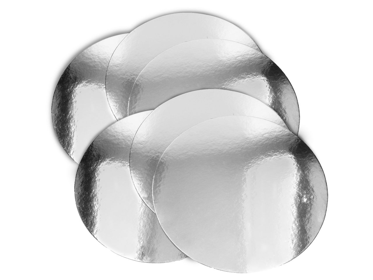 Cakeboard: Silver Plates, silberglänzend, 6 Stück à 25 cm, 2,5 mm