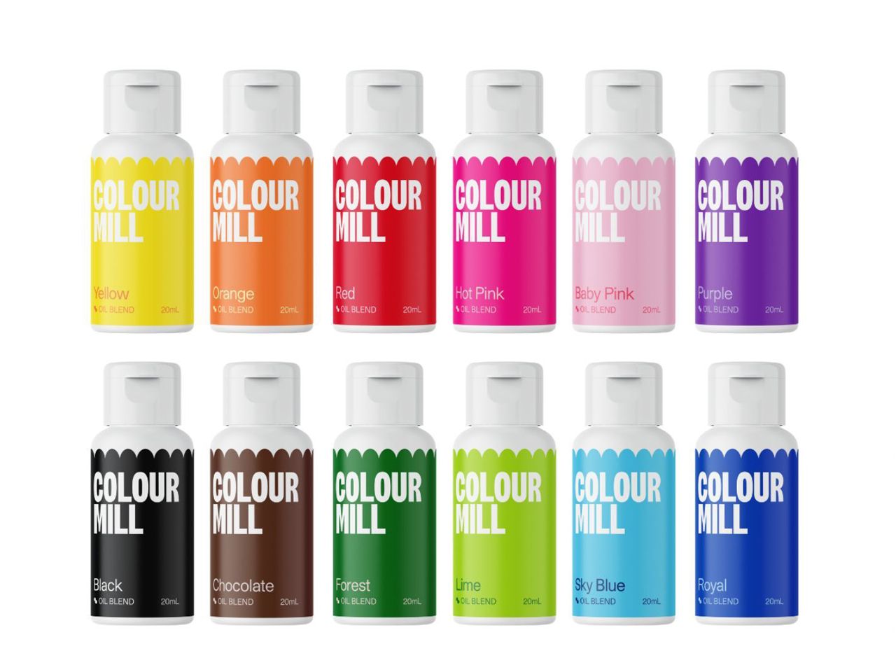 Colour Mill: Schokoladenfarbe Kickstarter 12er-Set, Basisfarben, 6 x 20 ml