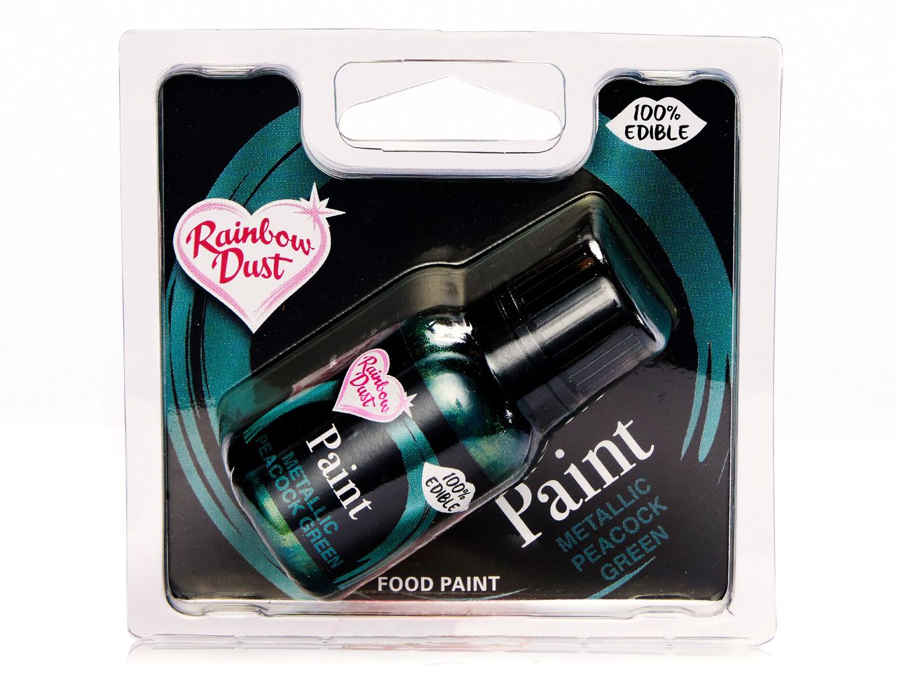 Rainbow Dust: Flüssige Lebensmittelfarbe Metallic Peacock Green, Pfauenfarben, 25 ml