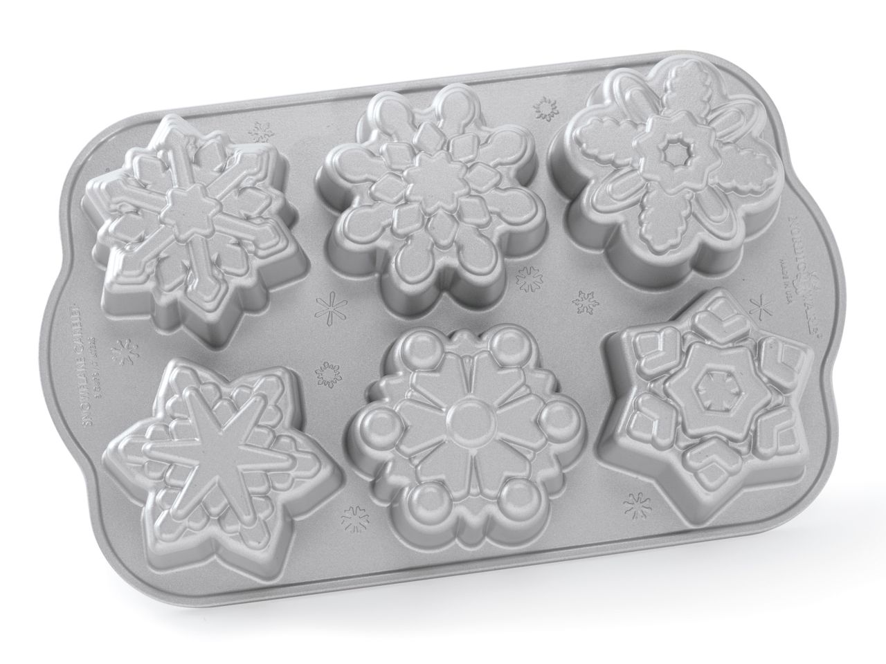 Nordic Ware: Aluguss-Backform Frozen Snowflake Cakelet, Antihaft, 0,7 L, 6 Mulden à 8 x 3,5 cm