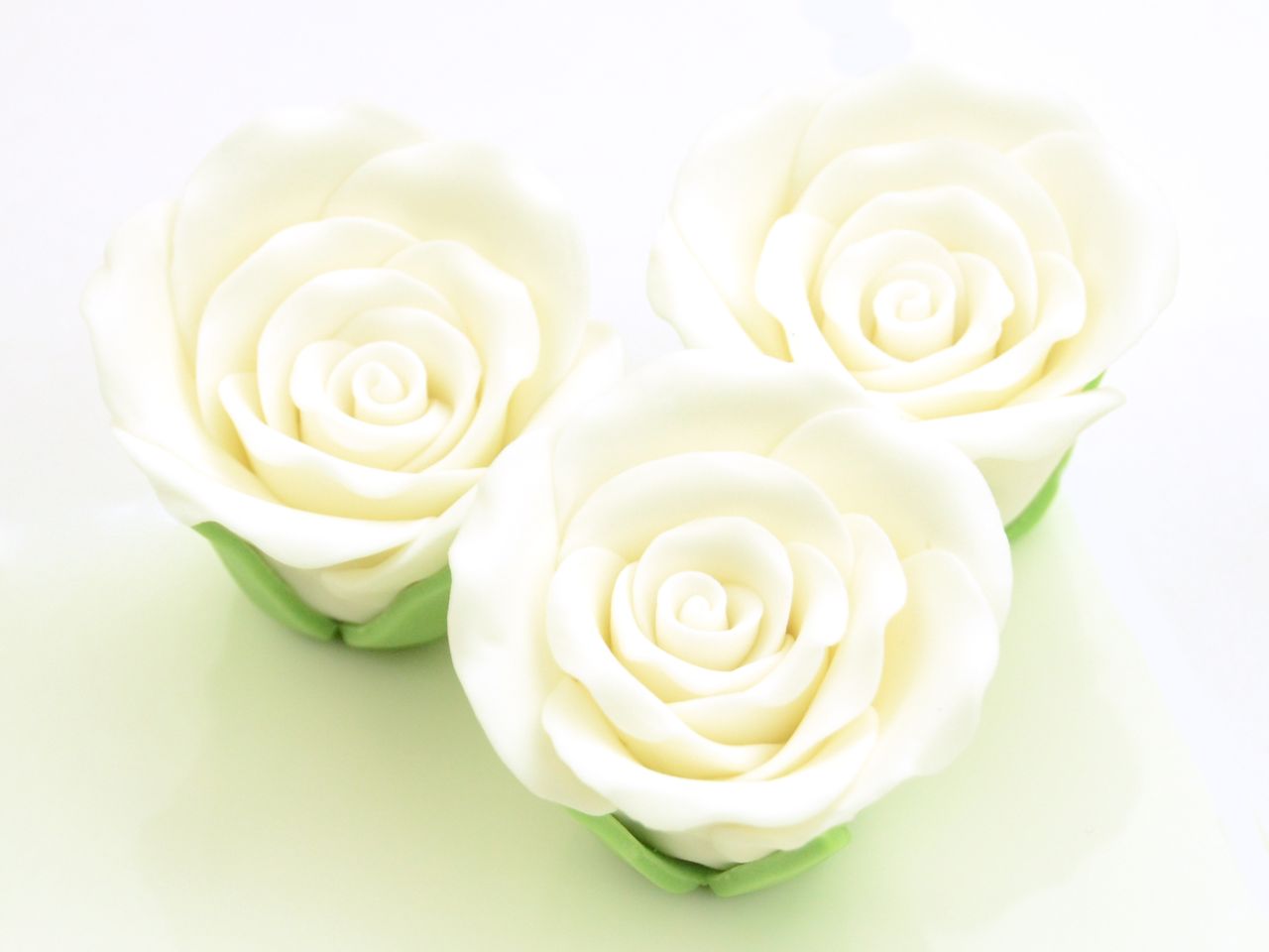 Zucker-Rosen, Weiß, 3 Stück, 5 x 3,5 cm