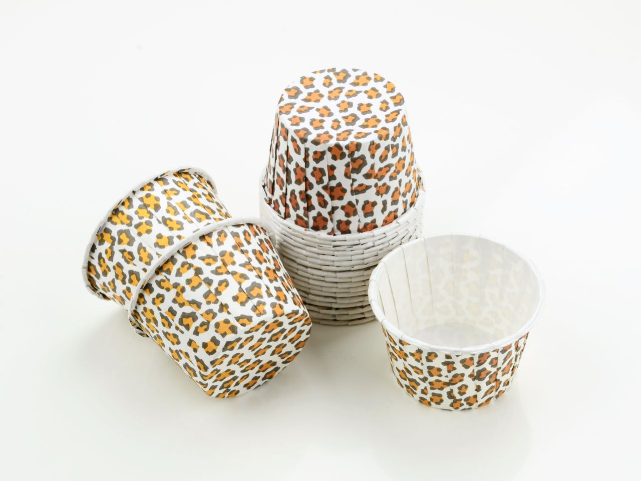 Cupcakes-Becher: Kleiner Leopard, Schwarz-Gelb gefleckt, 20 Stück à 42 x 38 mm