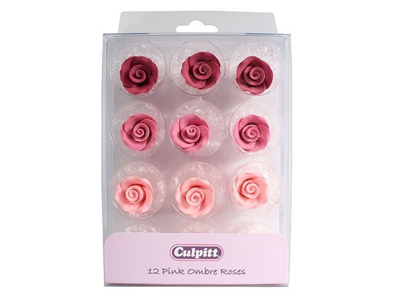 Culpitt: Zuckerblumen Pinke Ombré-Rosen, 3 Rosé-Töne, 12 Stück à 20 mm