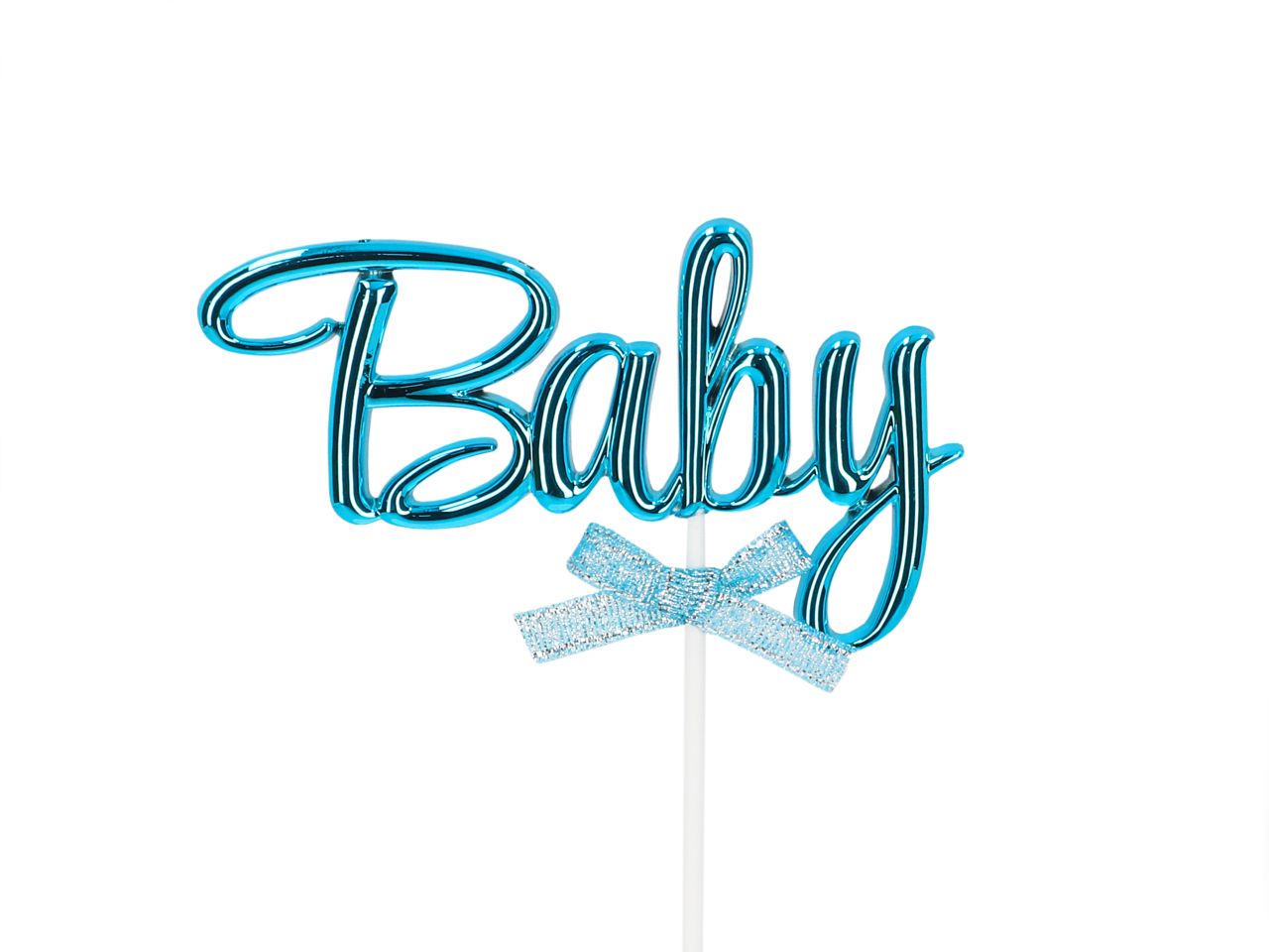 Cake Topper: 3D-Baby, glänzendes Babyblau, 16,7 x 6 x 0,6 cm