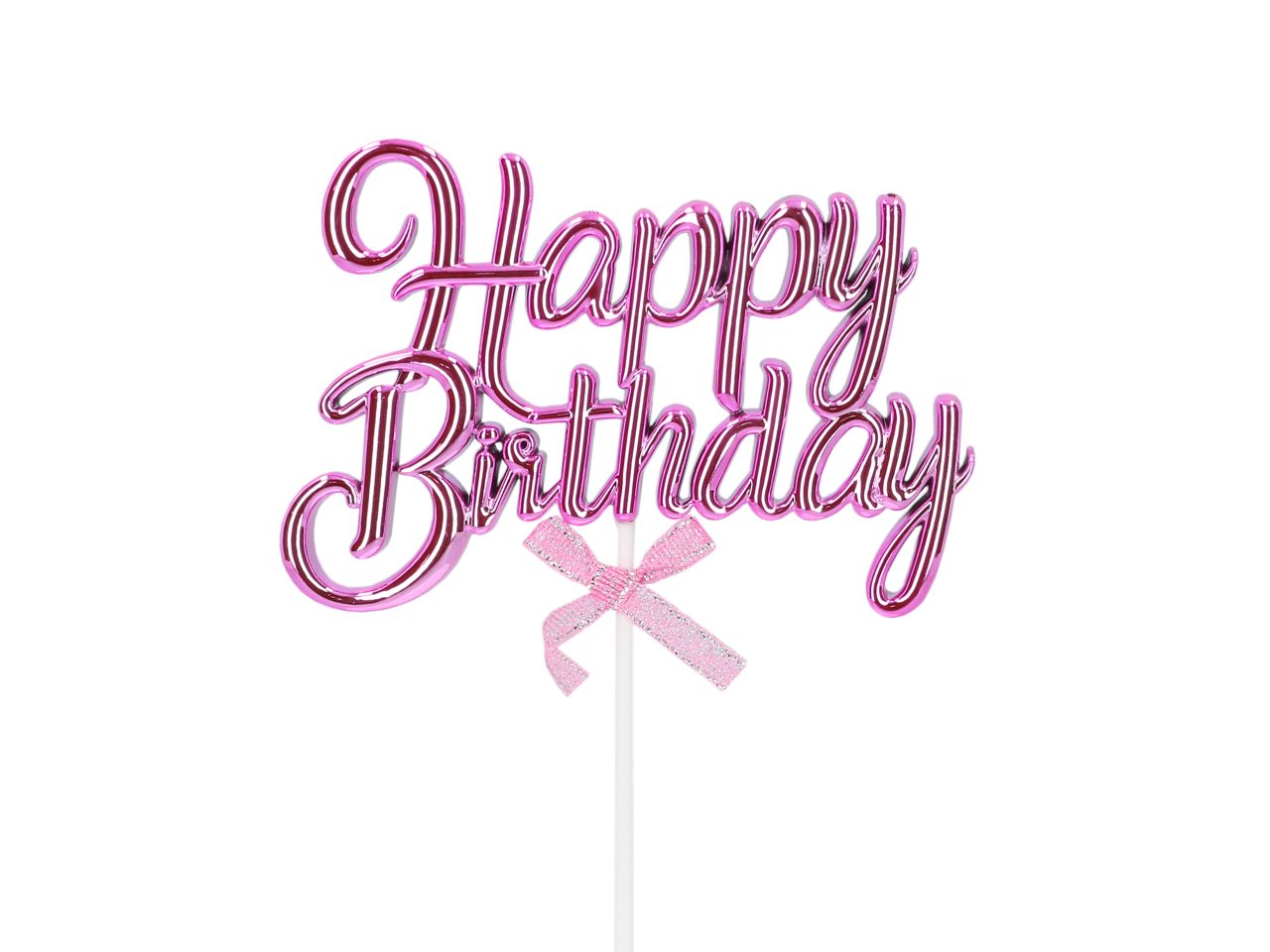 Cake Topper: 3D-Happy Birthday, glänzendes Pink, 11,7 x 8 x 0,6 cm