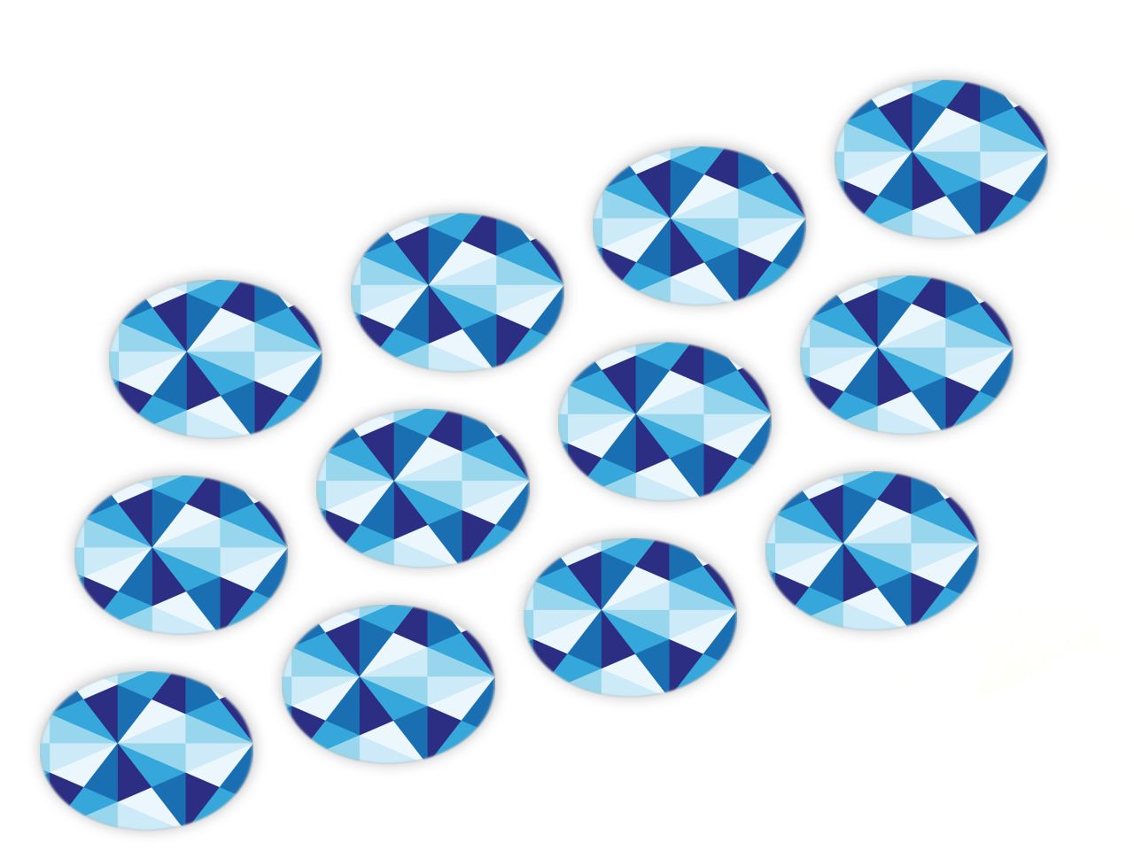 Cupcake Buttons: Kristall, Fondant, Blau, 12 Stück á 3 cm