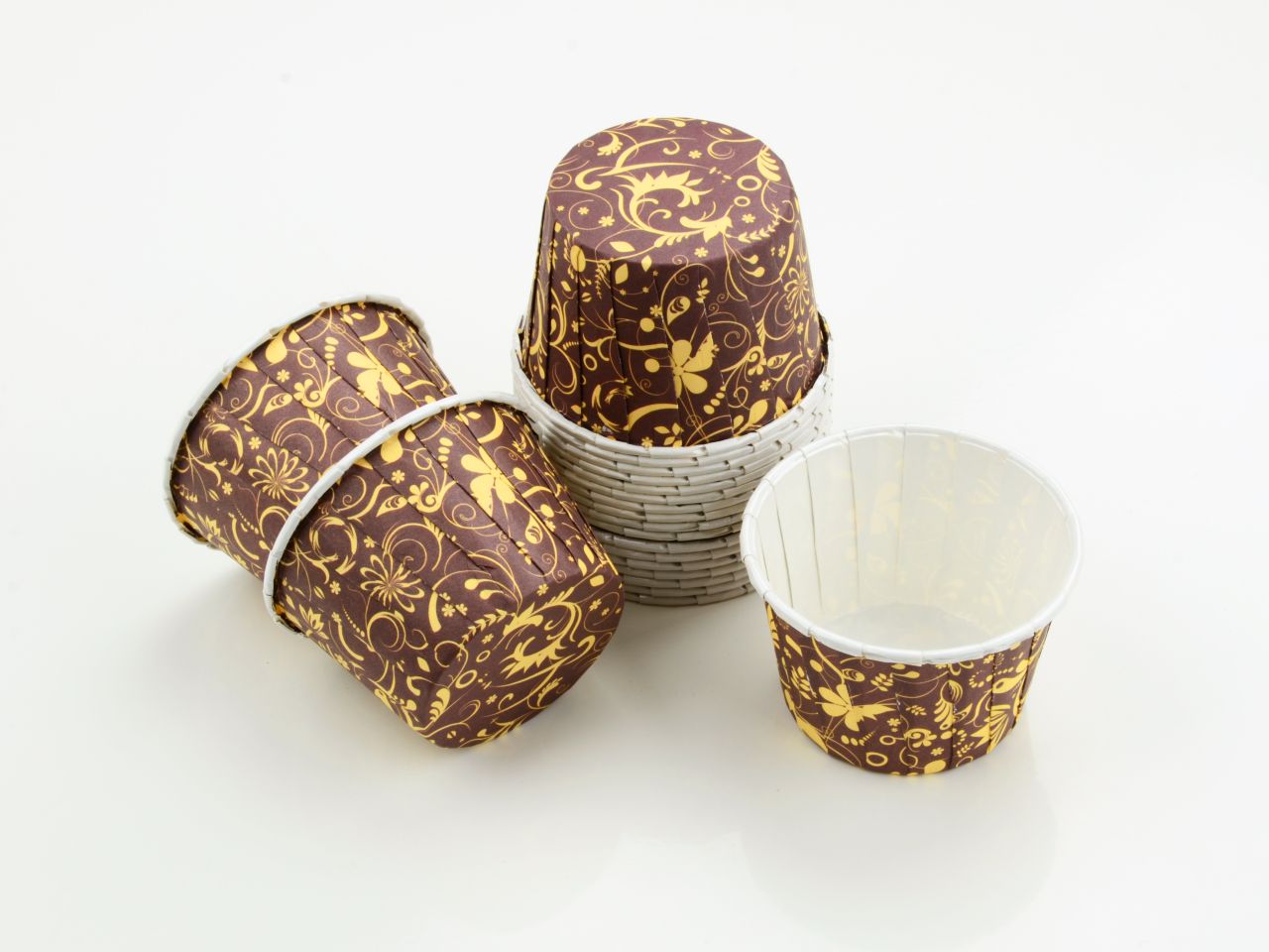 Cupcakes-Becher: Arabesque, Gelb-Braun, 20 Stück á 42 x 38 mm