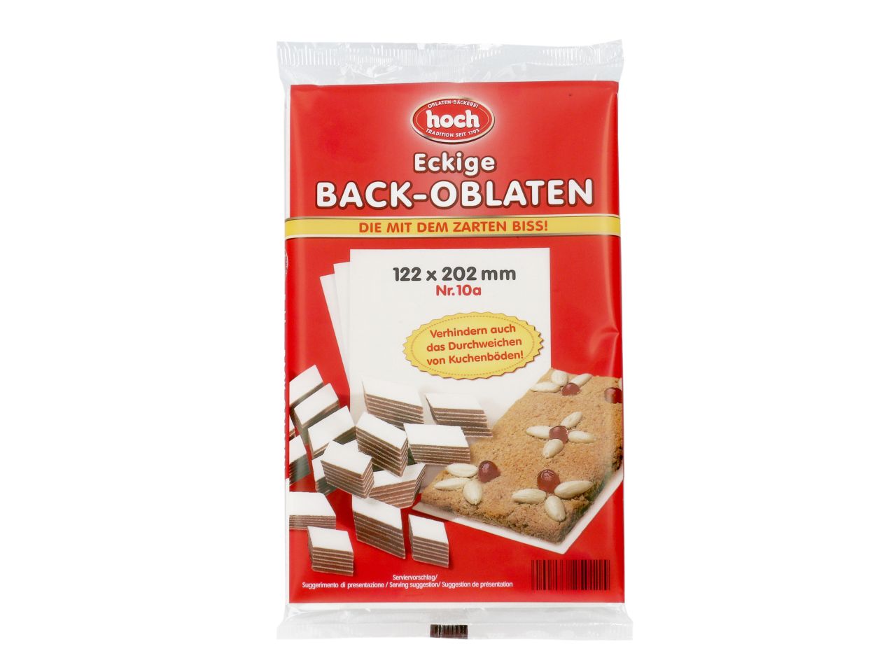 HOCH Back-Oblaten Nr. 10a, eckig, 10 Stück, 122 x 202 mm