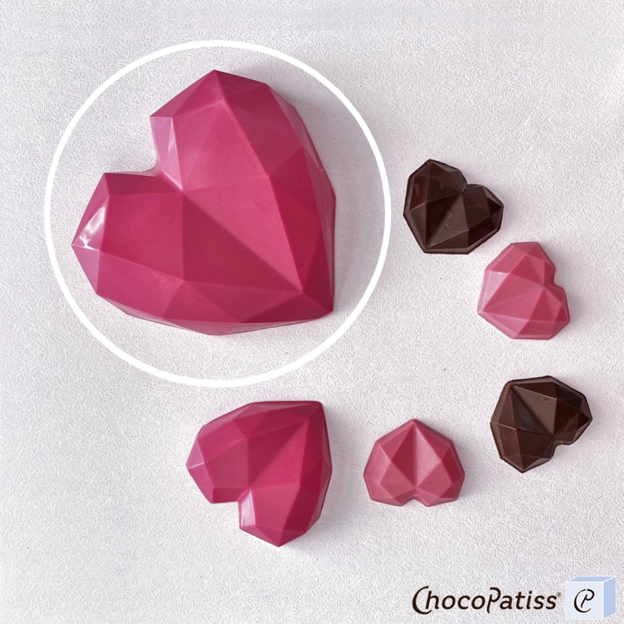 Schokoladenform geometrisches Herz, M, 10x10x3 cm