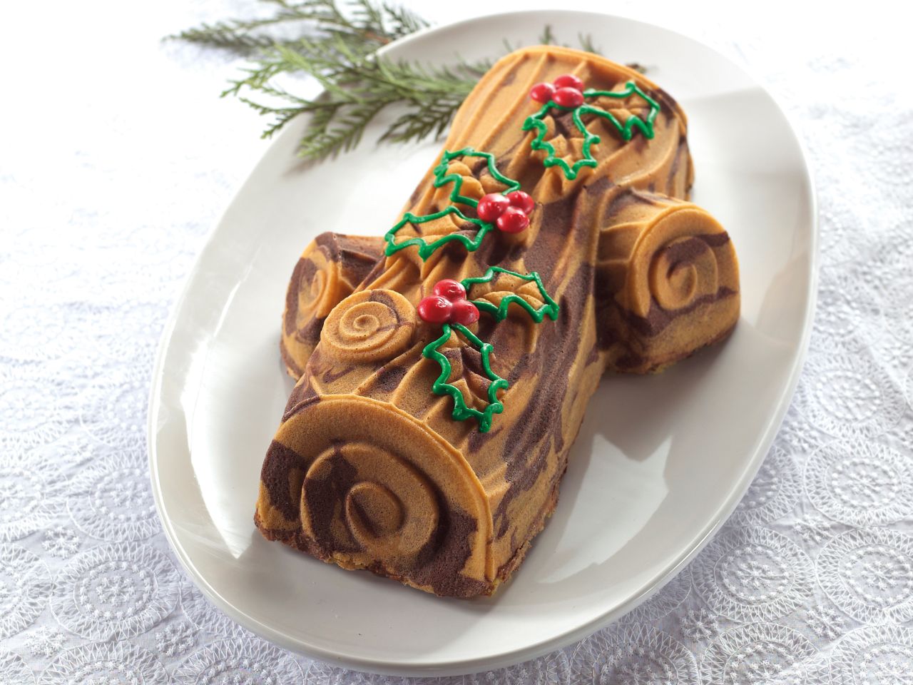 Nordic Ware: Aluguss-Backform Julblock Bûche de Noël, Antihaft, 2,13 L, 31,5 x 19 x 8 cm