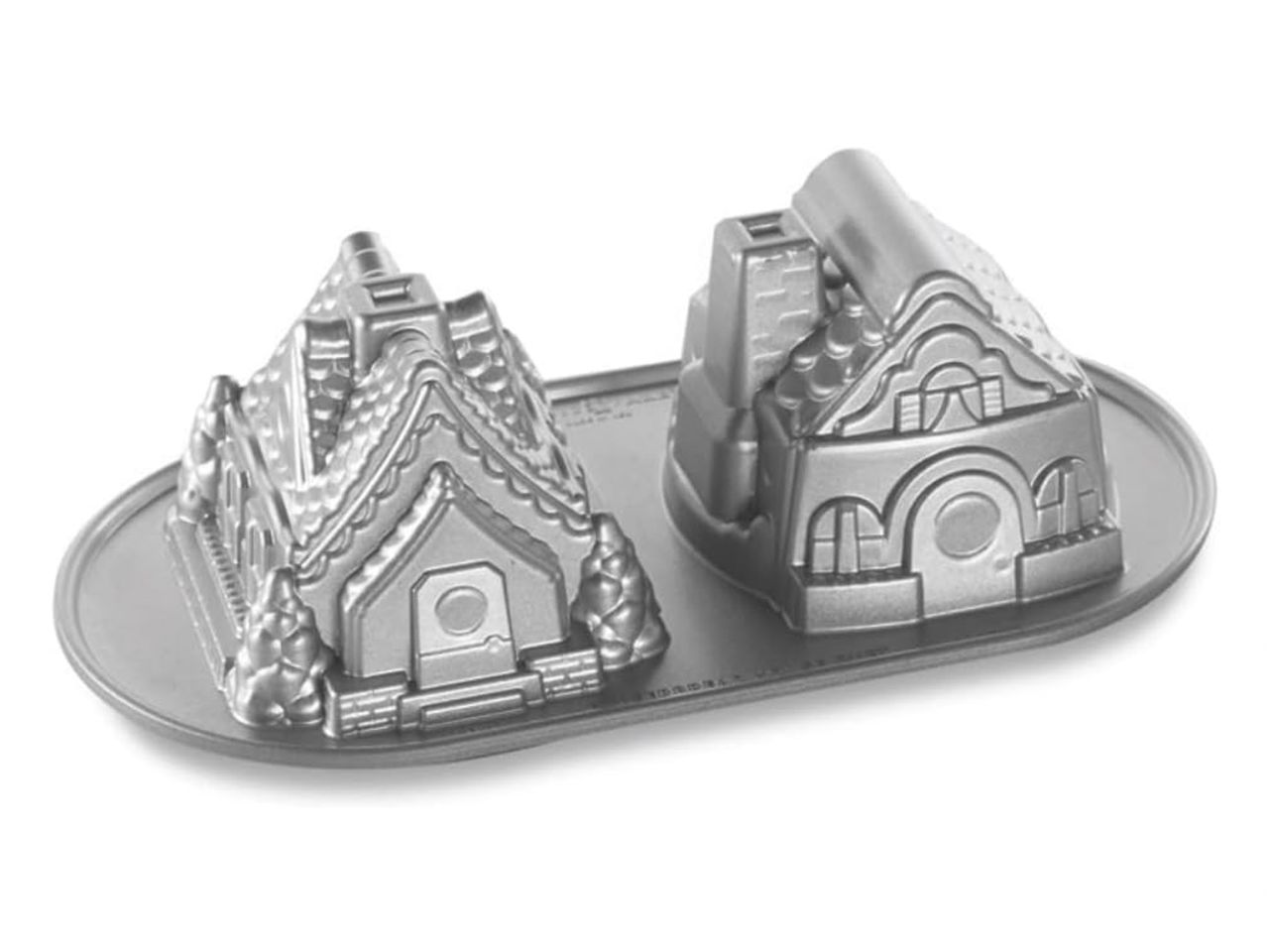 Nordic Ware: Aluguss-Backform Gingerbread House Duet, Antihaft, 1,2 L, 2 Mulden à 11,5-12 x 12,5-13,3 x 9 cm