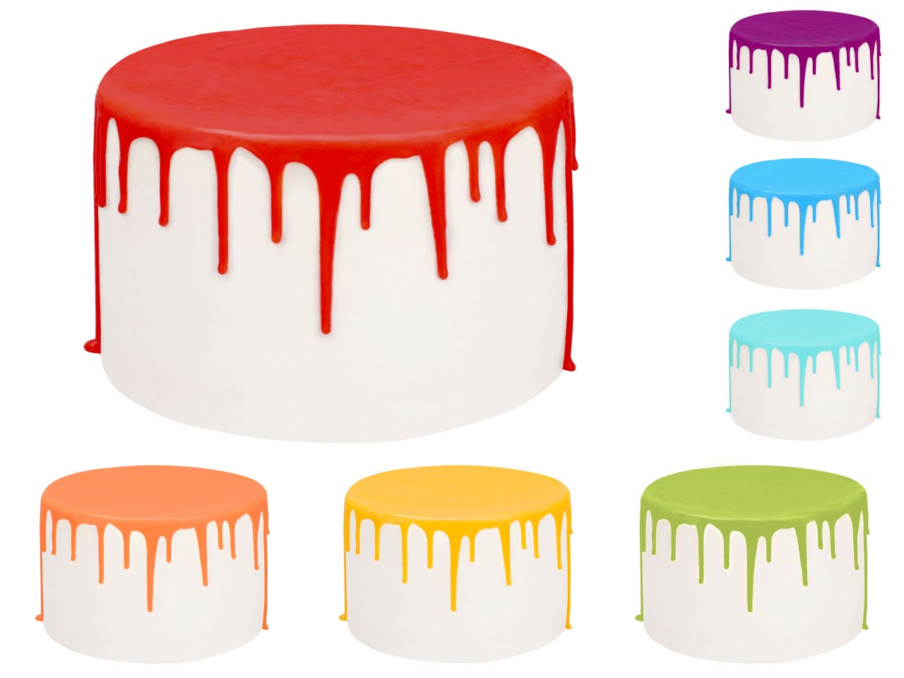 Drip Cake-Glasur Rainbow Set, 7 Farben, inkl. Spritzflasche, 7 x 250 g