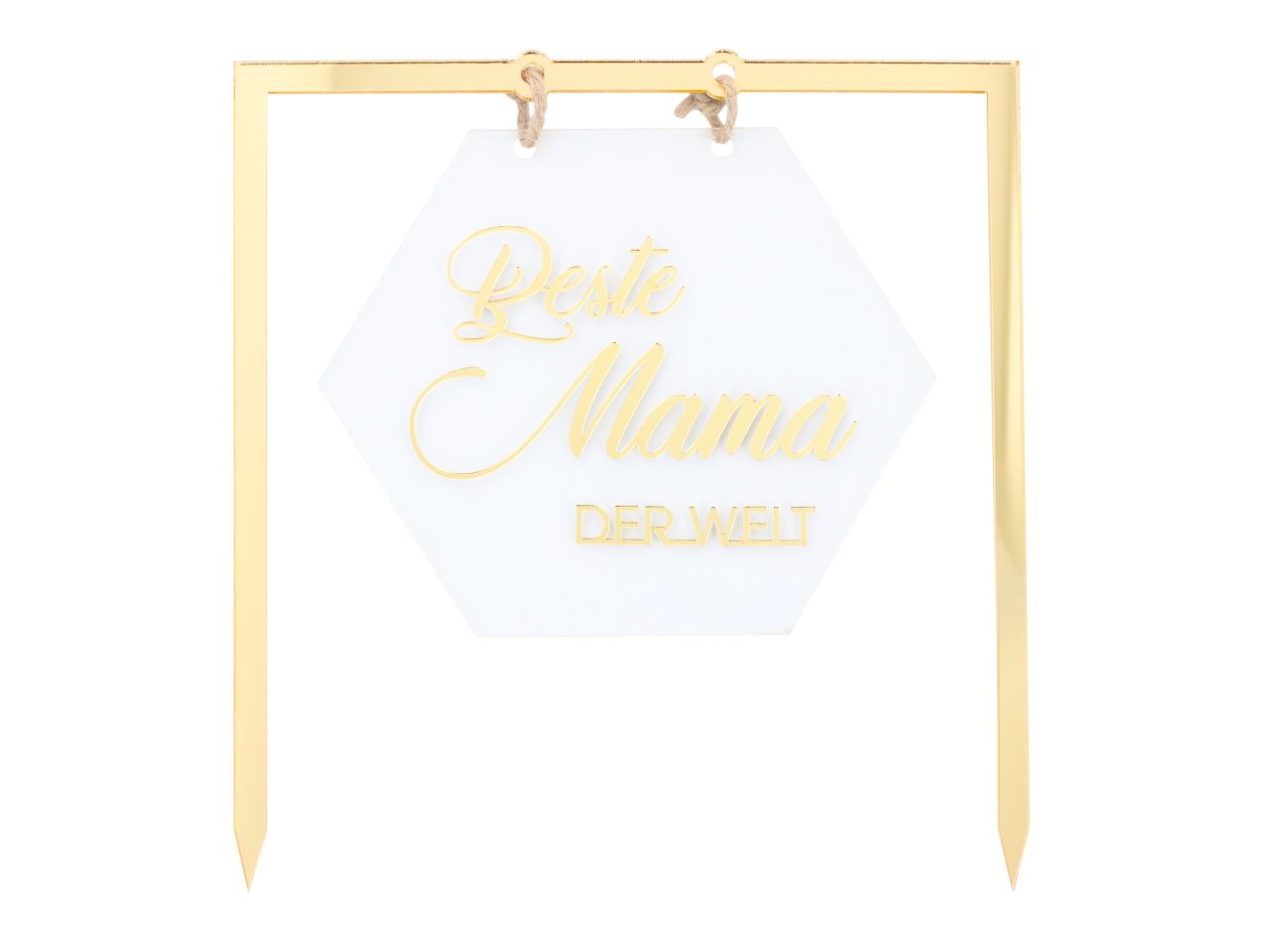 Cake Topper: Beste Mama, glänzendes Gold, 17,6 x 16 cm