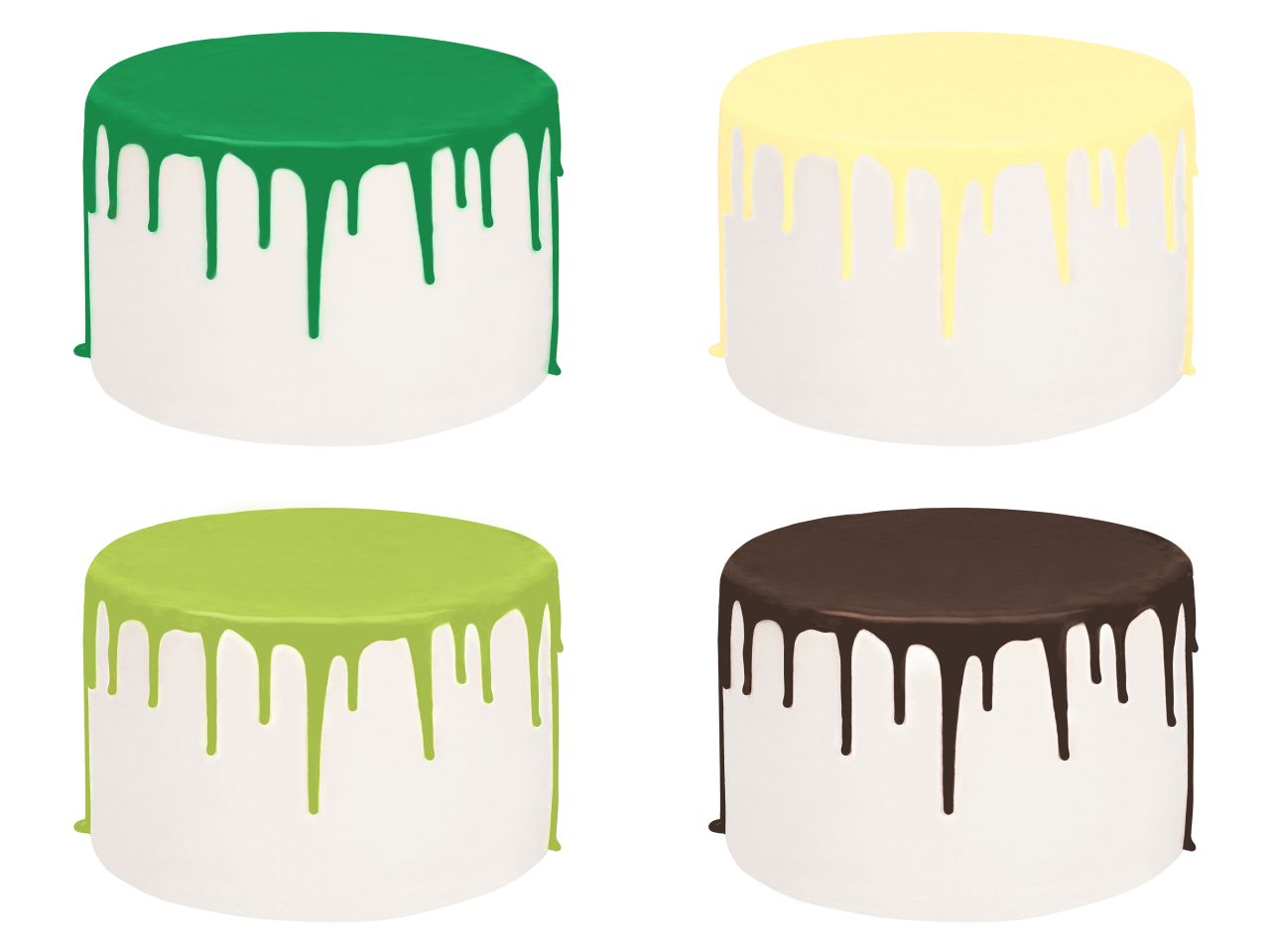 Drip Cake-Glasur Jungle Set, 4 Farben, inkl. Spritzflasche, 4 x 250 g