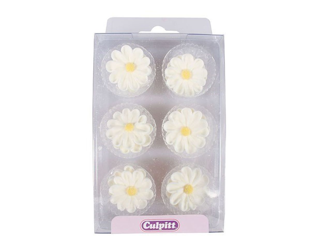 Culpitt: Zuckerblumen Margeriten, Weiß & Gelb, 12 Stück à 28 mm