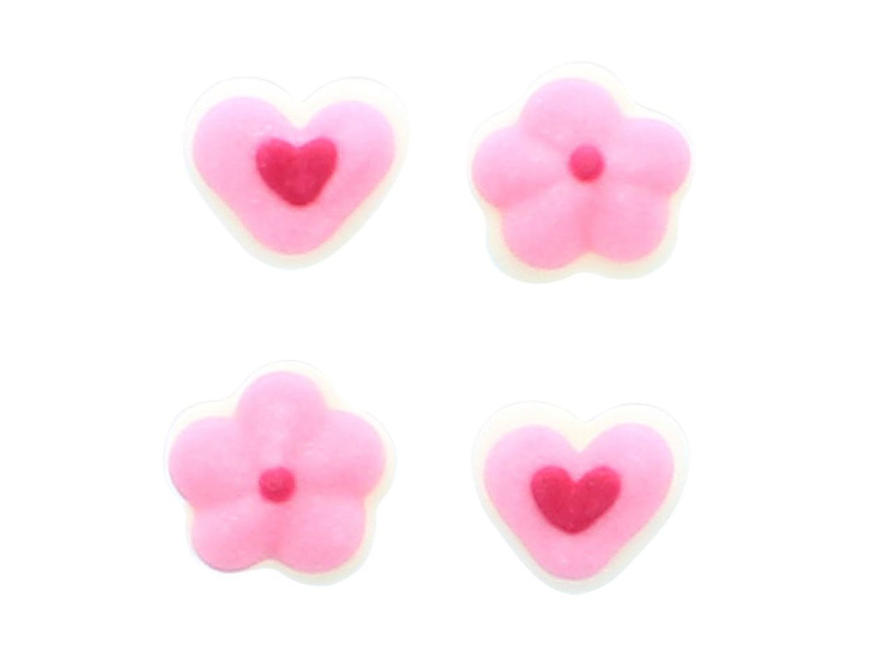 Culpitt: Zuckerfiguren Mini-Herzen & Blümchen, Rosa, Pink & Weiß, 12er-Pack