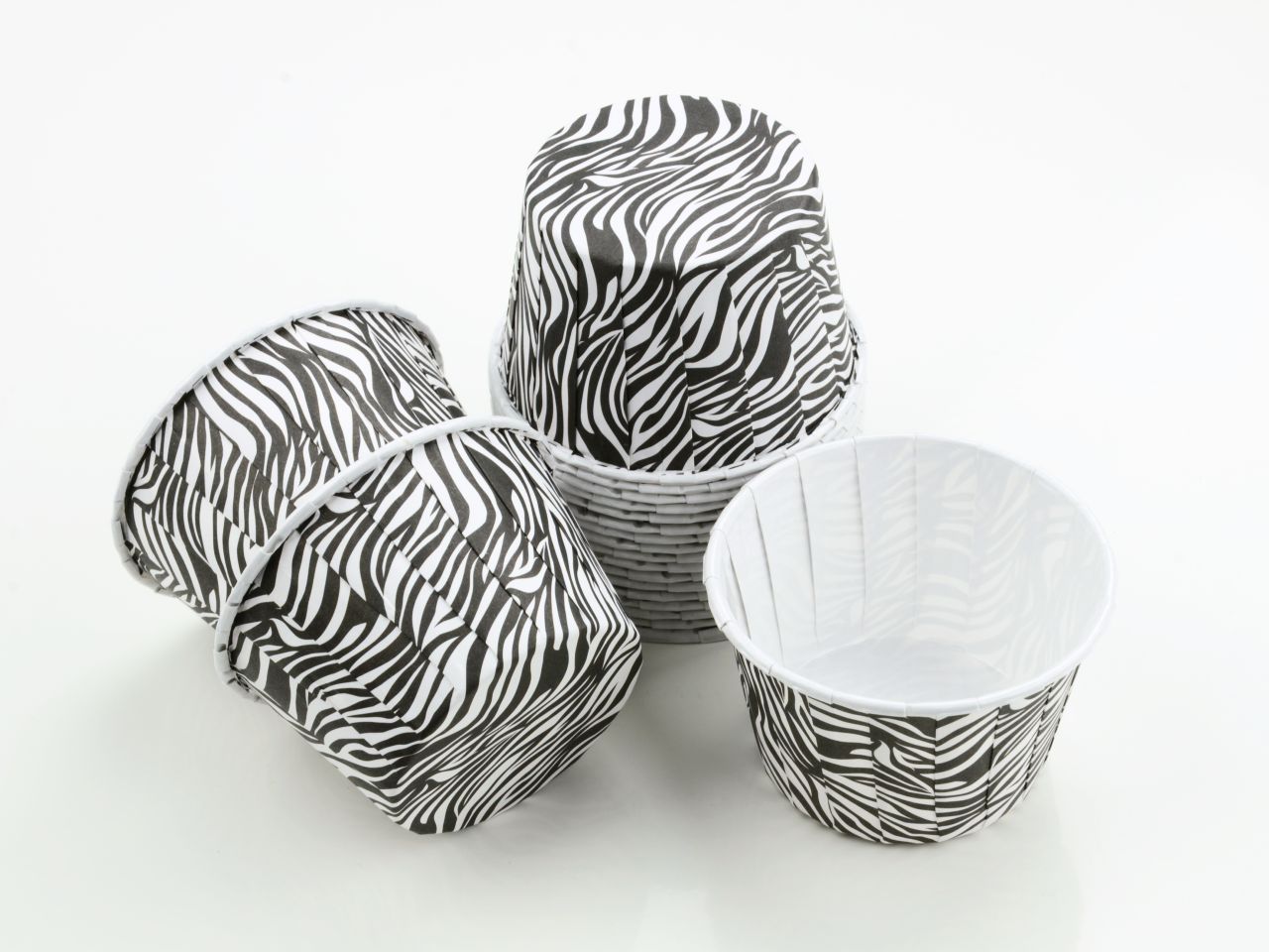 Cupcakes-Becher: Zebra, Schwarz-Weiß, 20 Stück à 50 x 42 mm