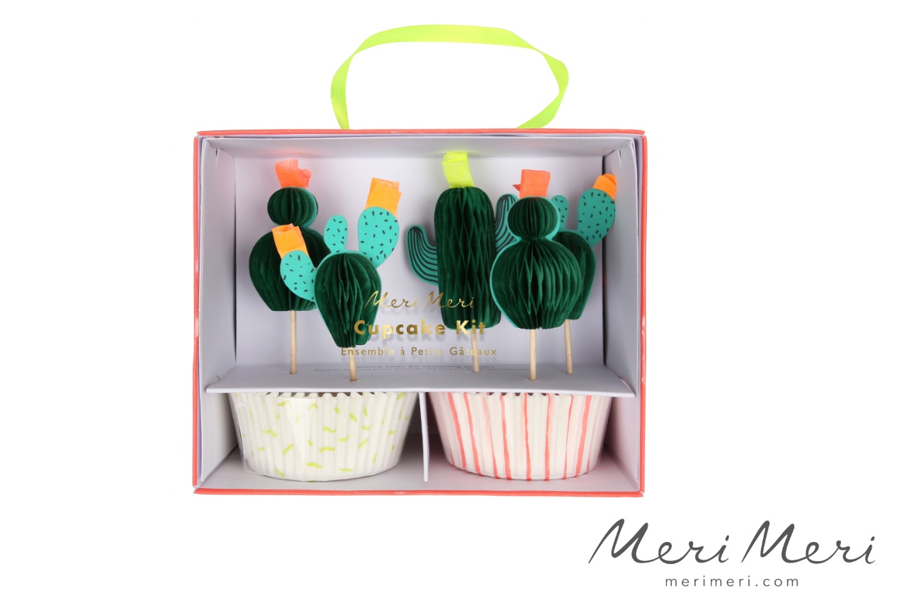 Meri Meri Cupcake Kit Kaktus, Muffinform + Deko