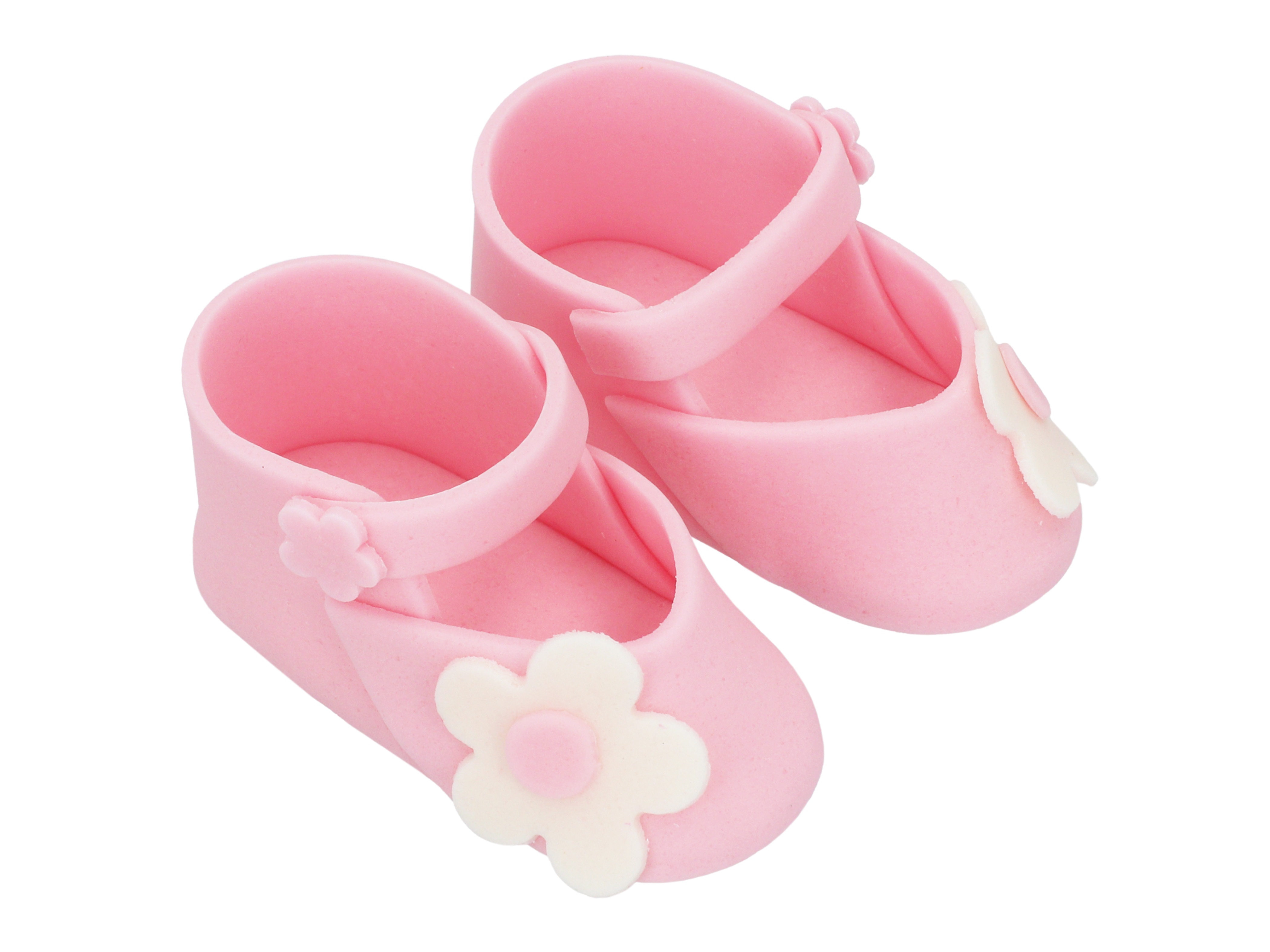 Baby-Schuhe aus Zucker, rosa mit Blüte, 1 Paar