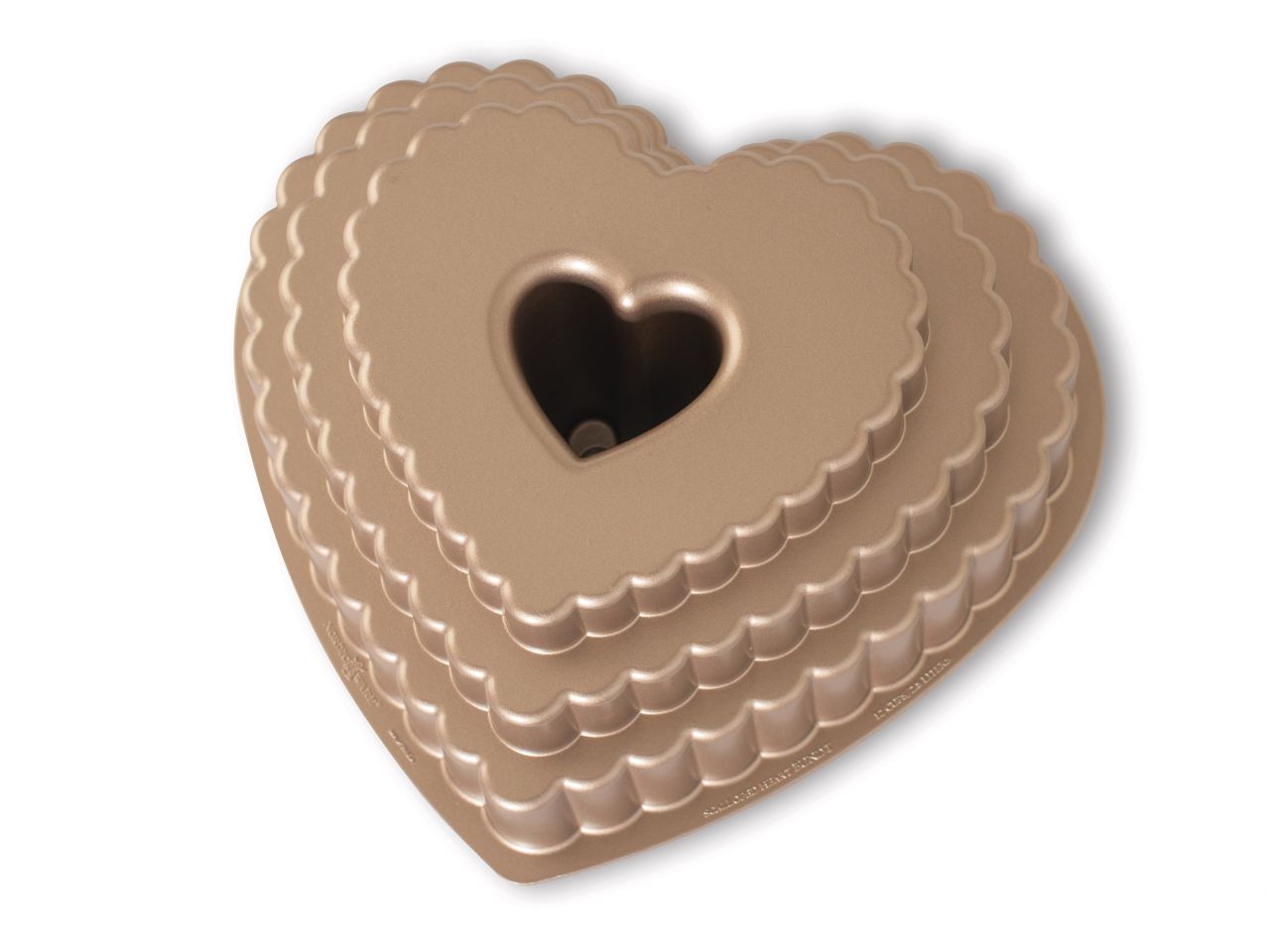 Nordic Ware: Aluguss-Backform Tiered Heart Bundt, Herzkranz, Antihaft, 2,83 L, 23,5 x 22,5 x 11,5 cm