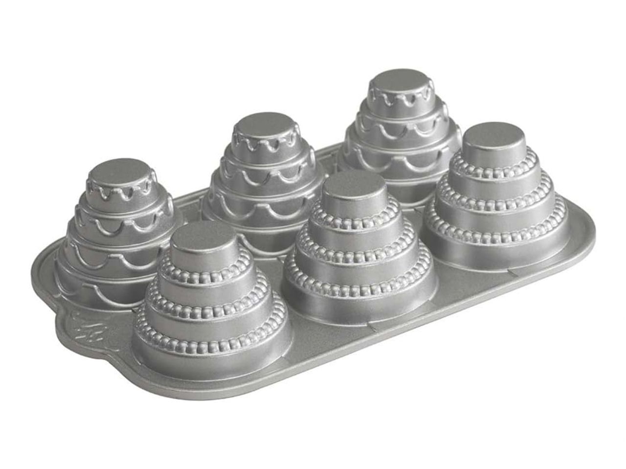 Nordic Ware: Aluguss-Backform Tiered Cakelet, Antihaft, 1,4 L, 6 Mulden à 9 x 7 cm 