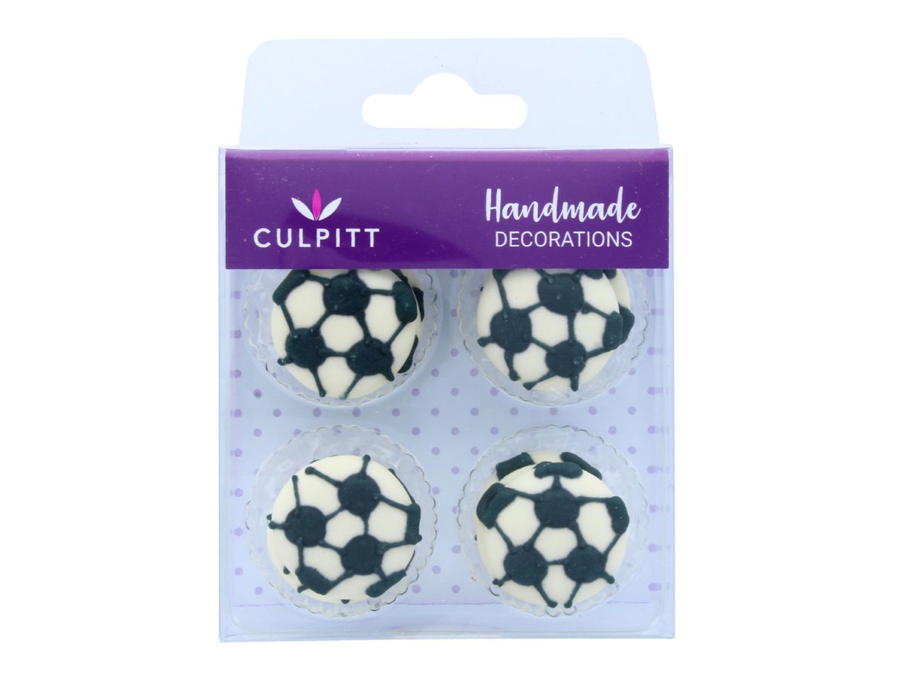 Culpitt: Zuckerdekor Fußball, Schwarz-Weiß, 12 Stück á 25 mm
