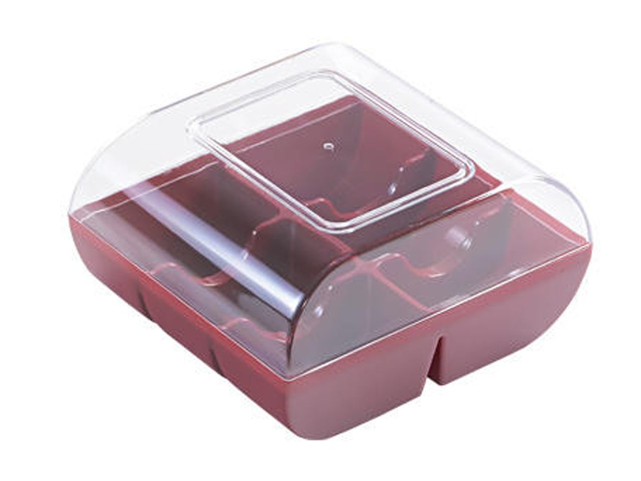 Macarons-Verpackung: Ruby, Kunststoff, Rubinrot & transparent, für 6 Macarons, 9,9 x 9,4 x 5,3 cm