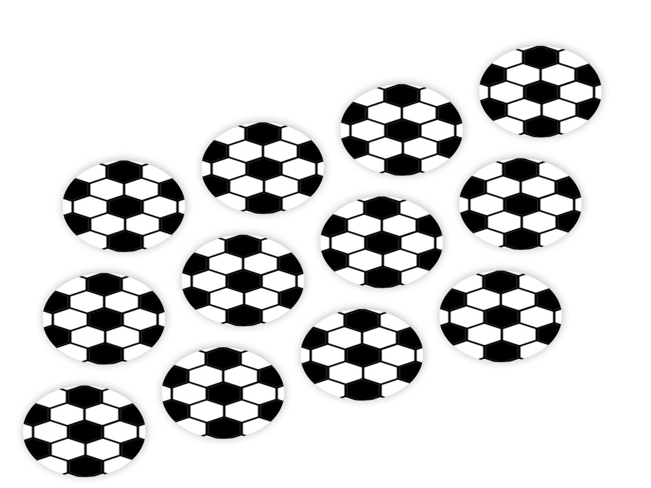 Cupcake Buttons: Fußball, Fondant, Schwarz, Weiß, 12 Stück á 3 cm