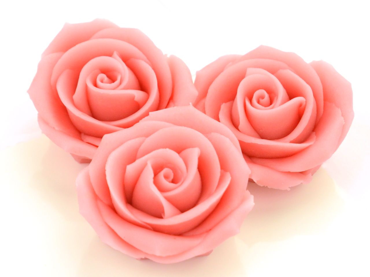 Große Marzipan-Rosen, Rosa, 2 Stück, 4,5 x 2,5 cm