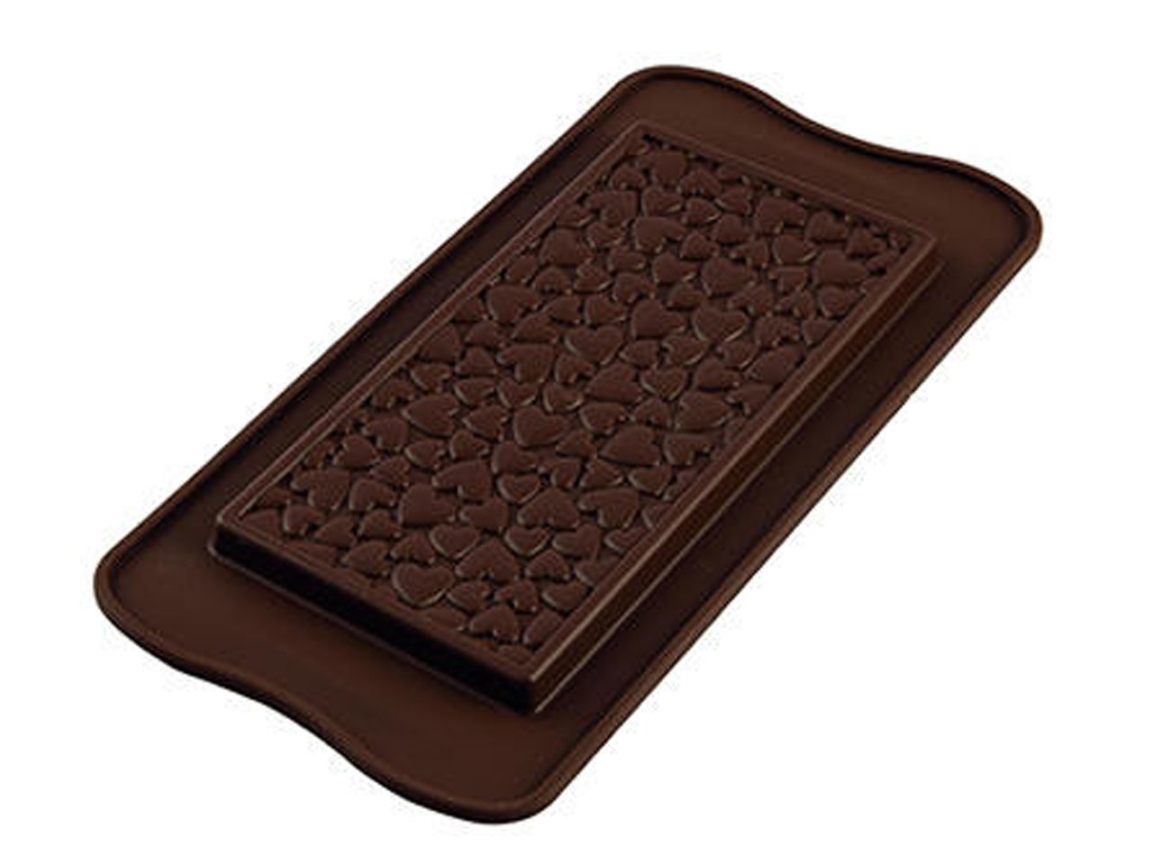 SILIKOMART Schokoladenform: Tafel Love Choco Bar, Silikon, Schokobraun, 154 x 75 x 8 mm, 85,5 ml