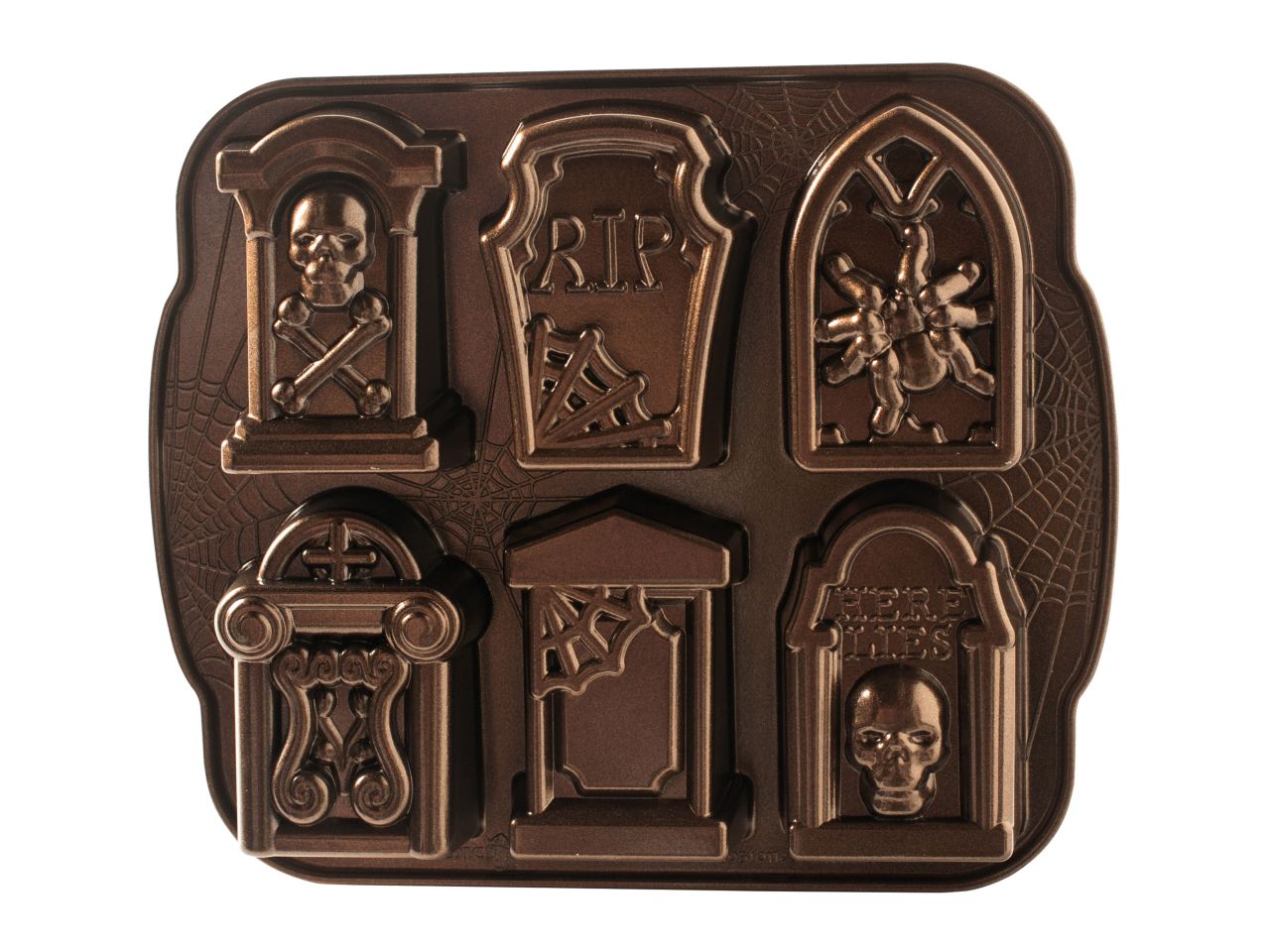 Nordic Ware: Aluguss-Backform Tombstone Cakelet, Antihaft, 1 L, 6 Mulden à 7 x 10,5 x 4 cm 