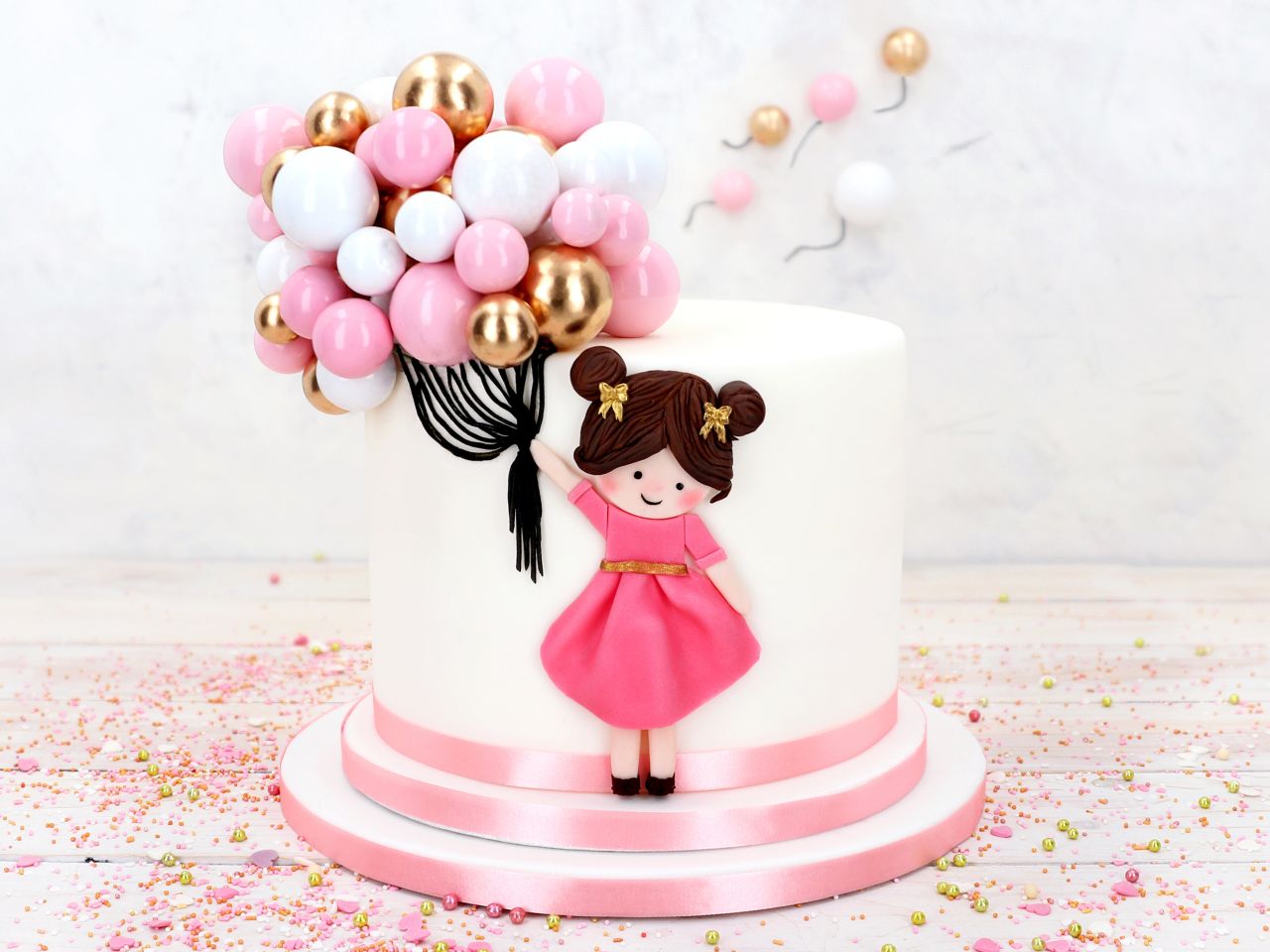 Cake Topper: Rosa Bubbles, Rosa, 4 Stück à 20, 25, 30 & 40 mm