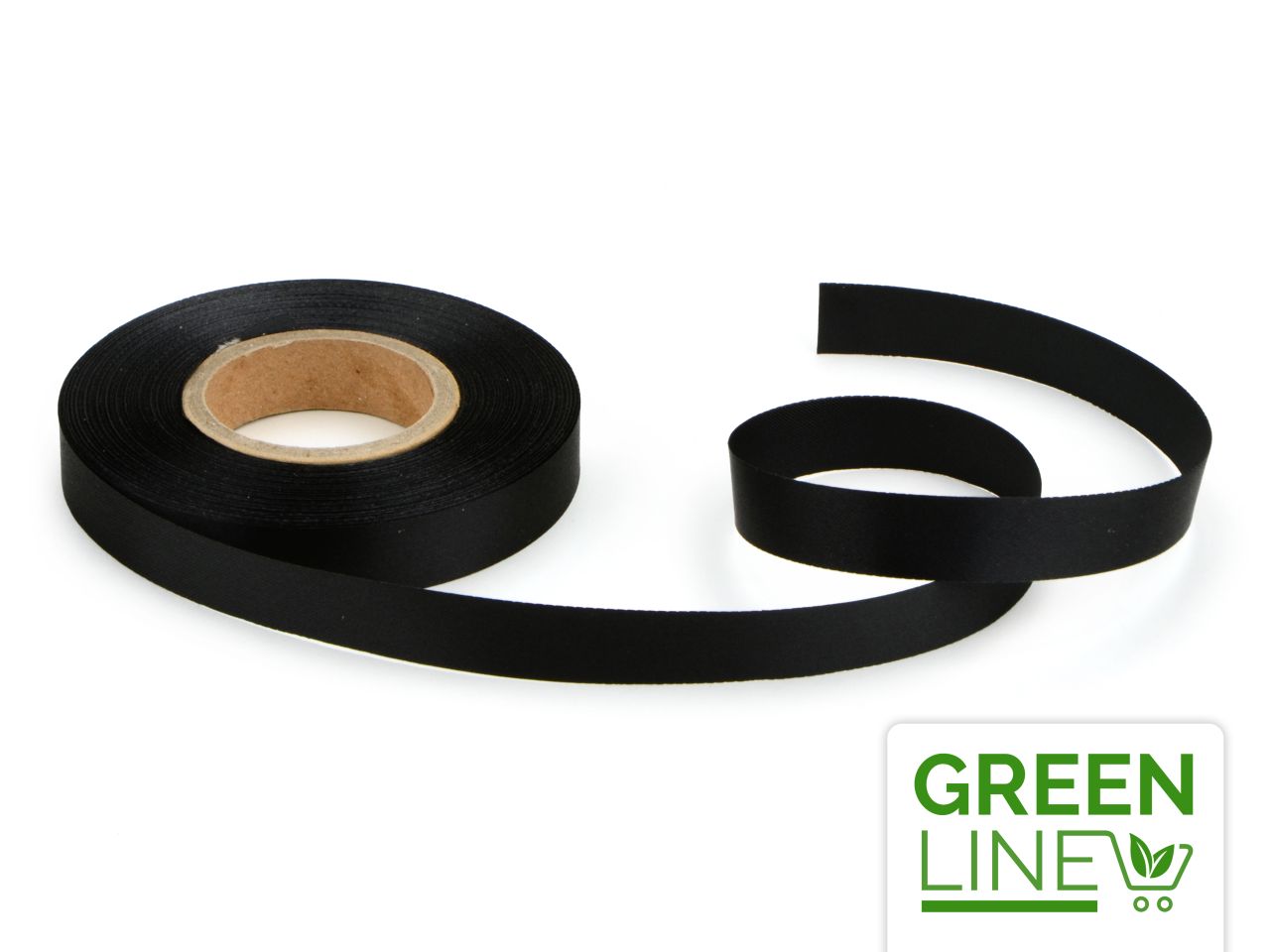 Satinband: Schwarz, Polyester, 30 Meter à 14 mm, GREENLINE