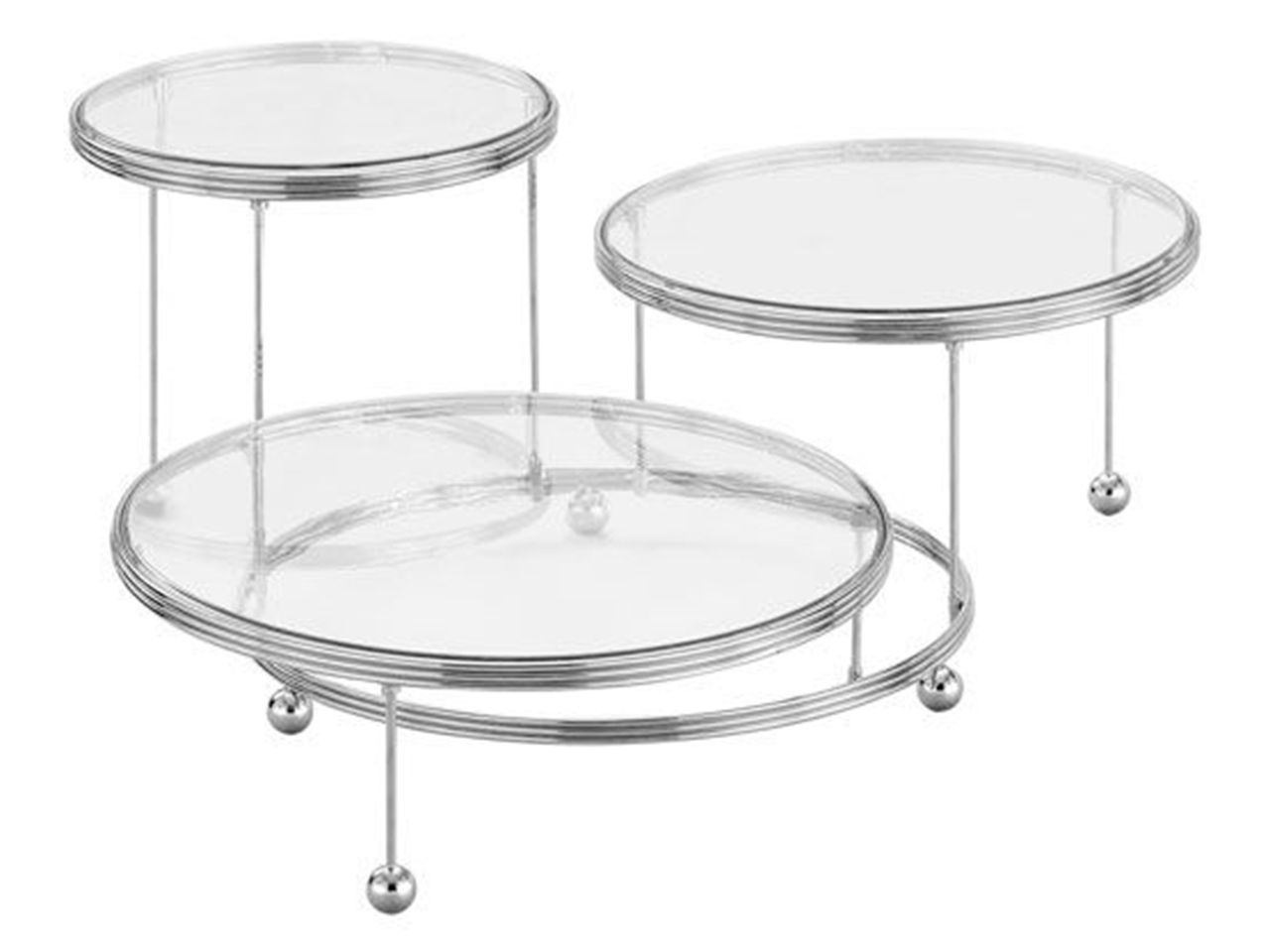 WILTON: 3er-Treppenetagere, verstellbar, verchromt, kristallklare Platten (21/26/31 cm)