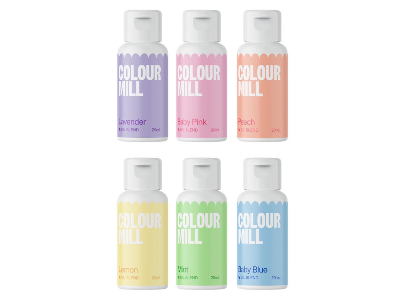 Colour Mill: Schokoladenfarbe Pastel 6er-Set, Pastellfarben, 6 x 20 ml